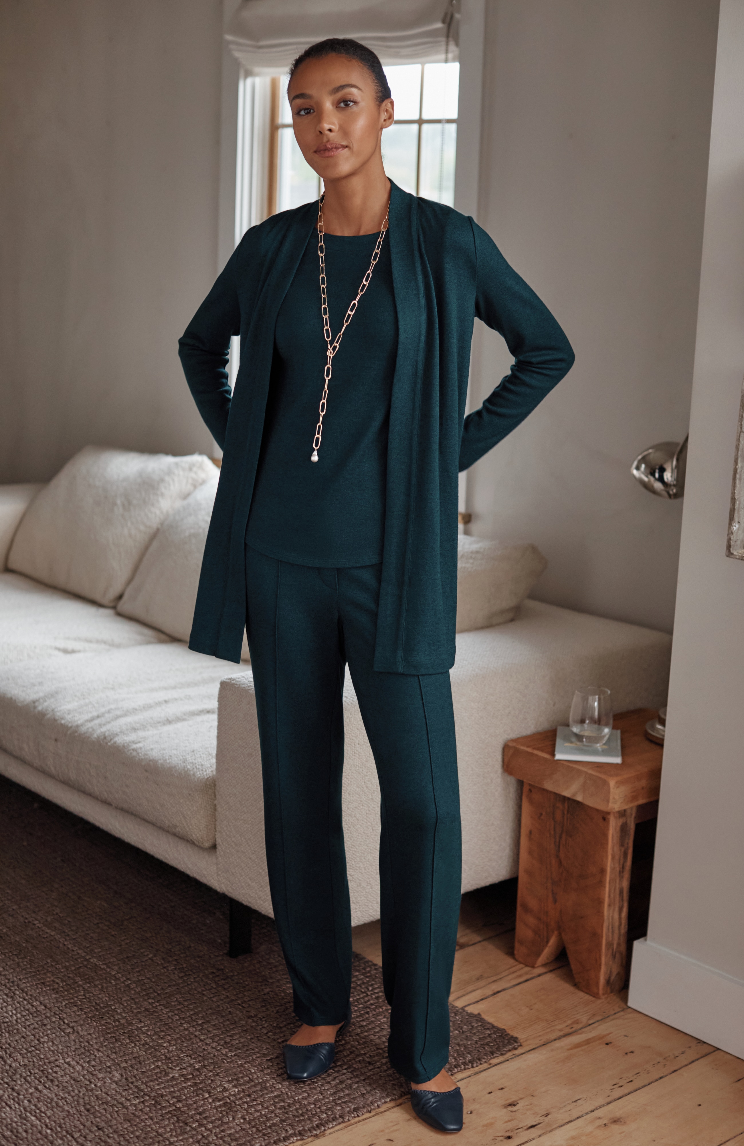 Pure Jill Soft-Knit Straight-Leg Trousers