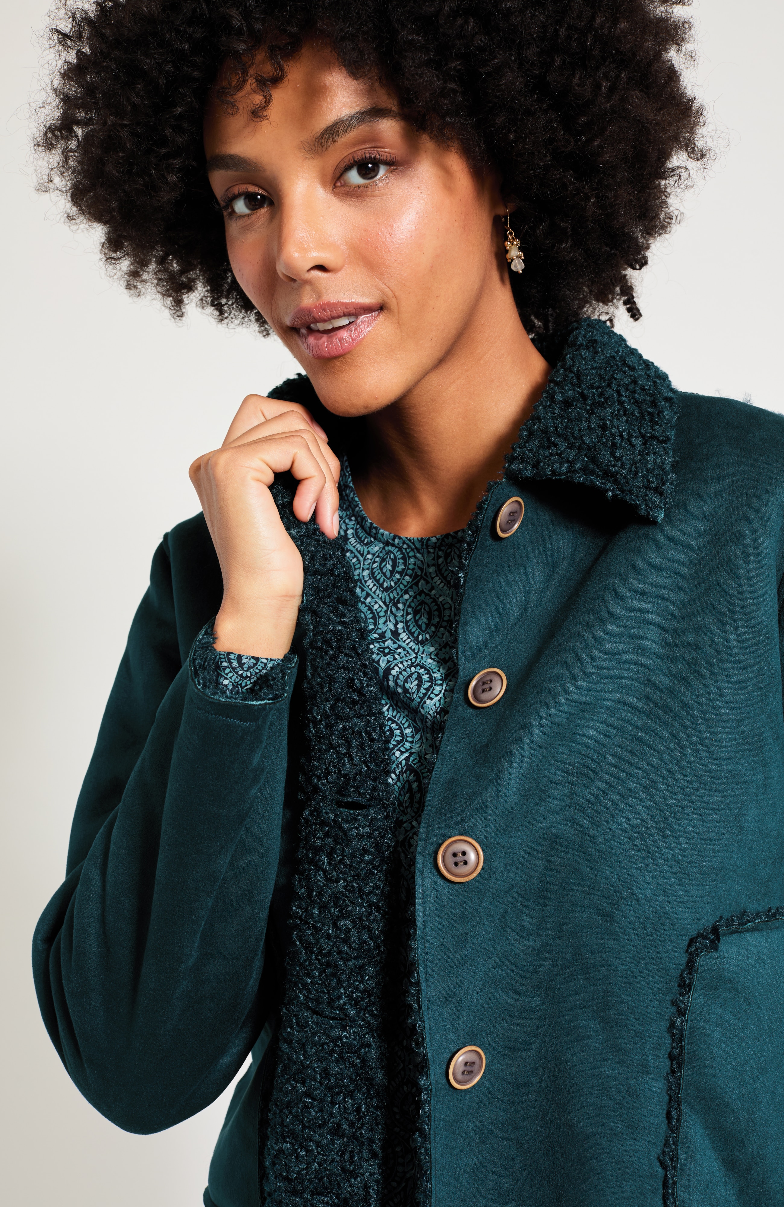 Pure Jill Faux-Suede and Sherpa Jacket