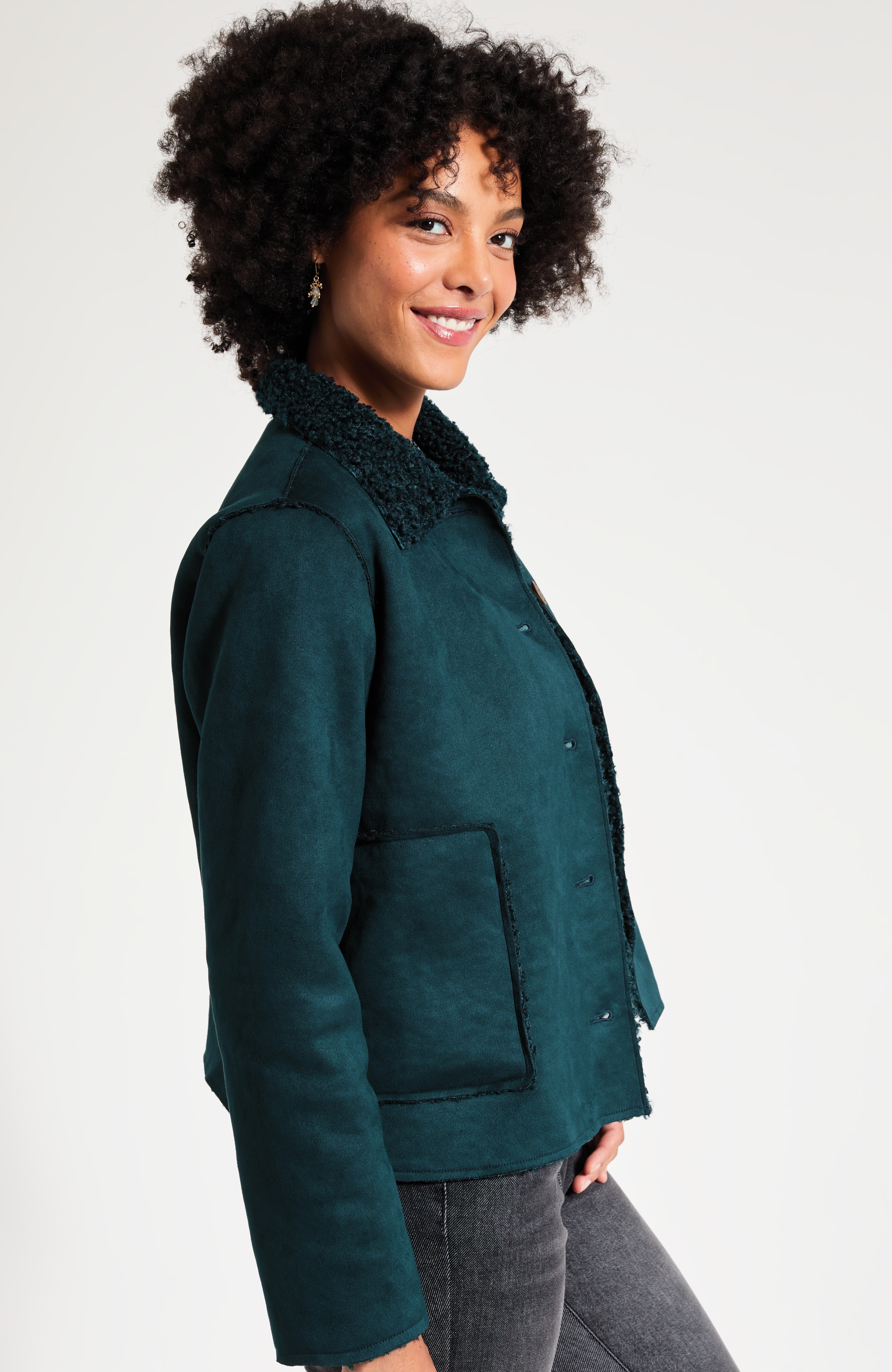 Pure Jill Faux-Suede and Sherpa Jacket