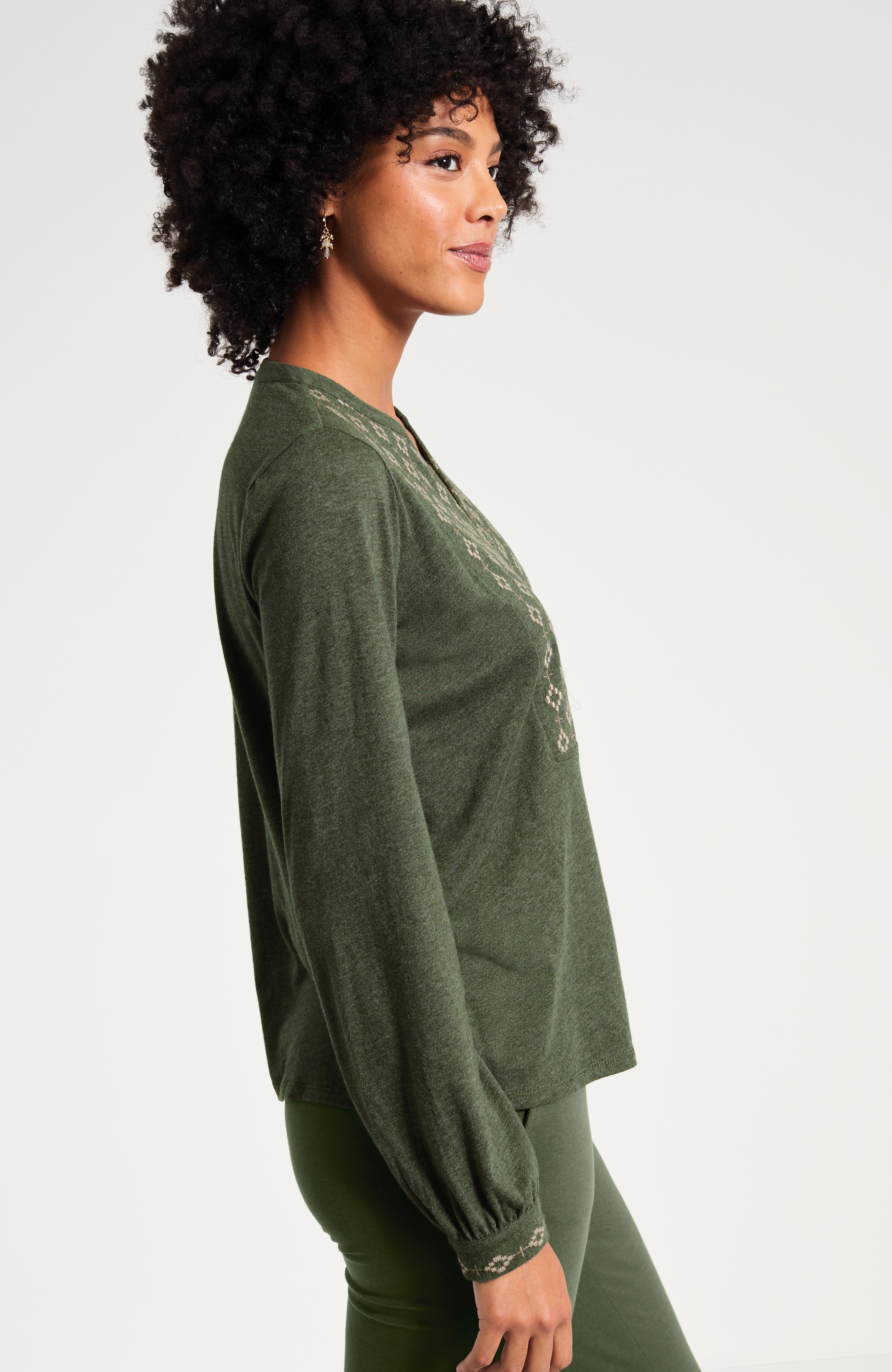 Pure Jill Embroidered Bib Blouse