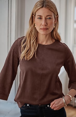 Image for Faux-Suede Seamed Tee