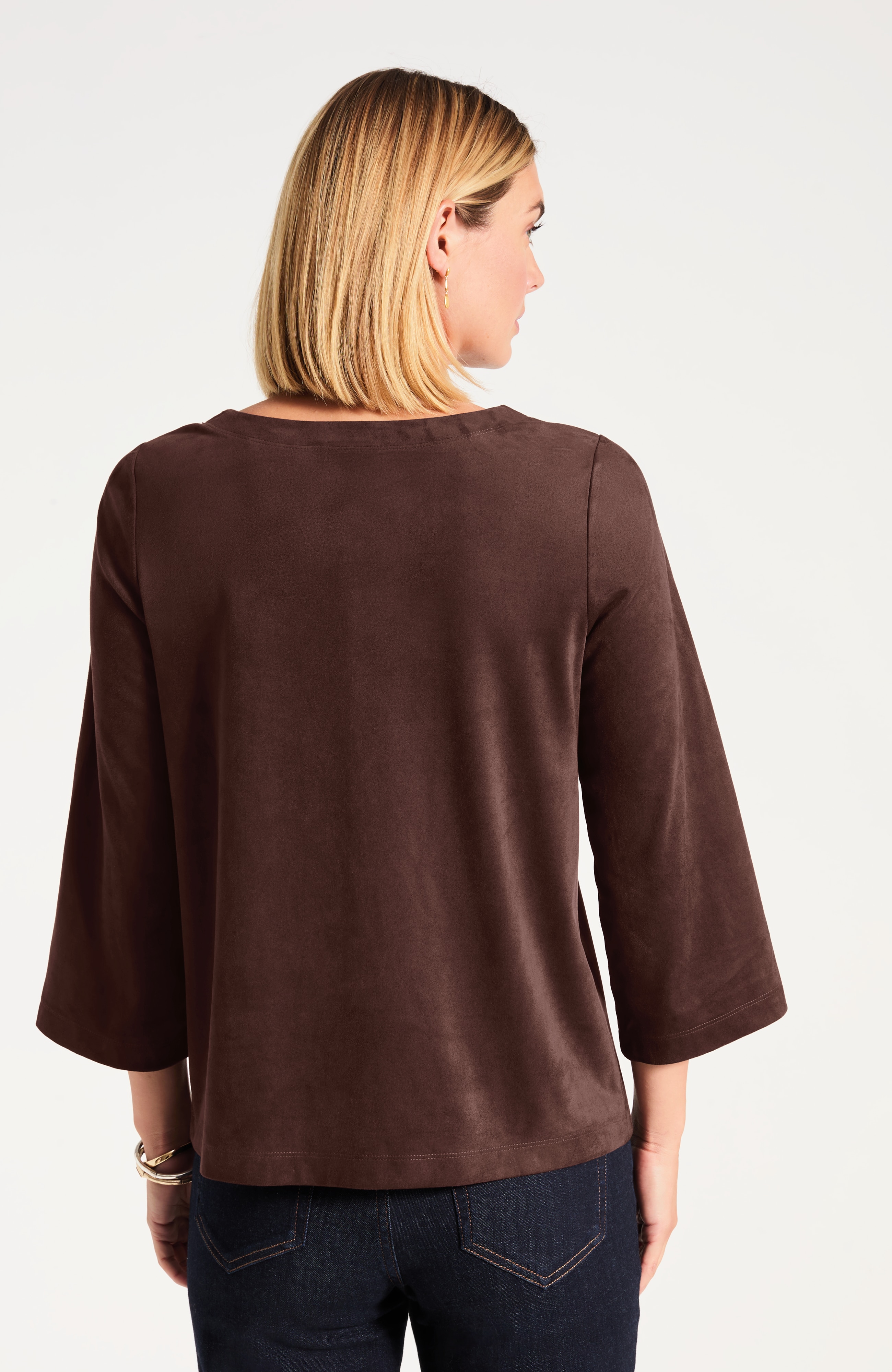 Faux-Suede Seamed Tee
