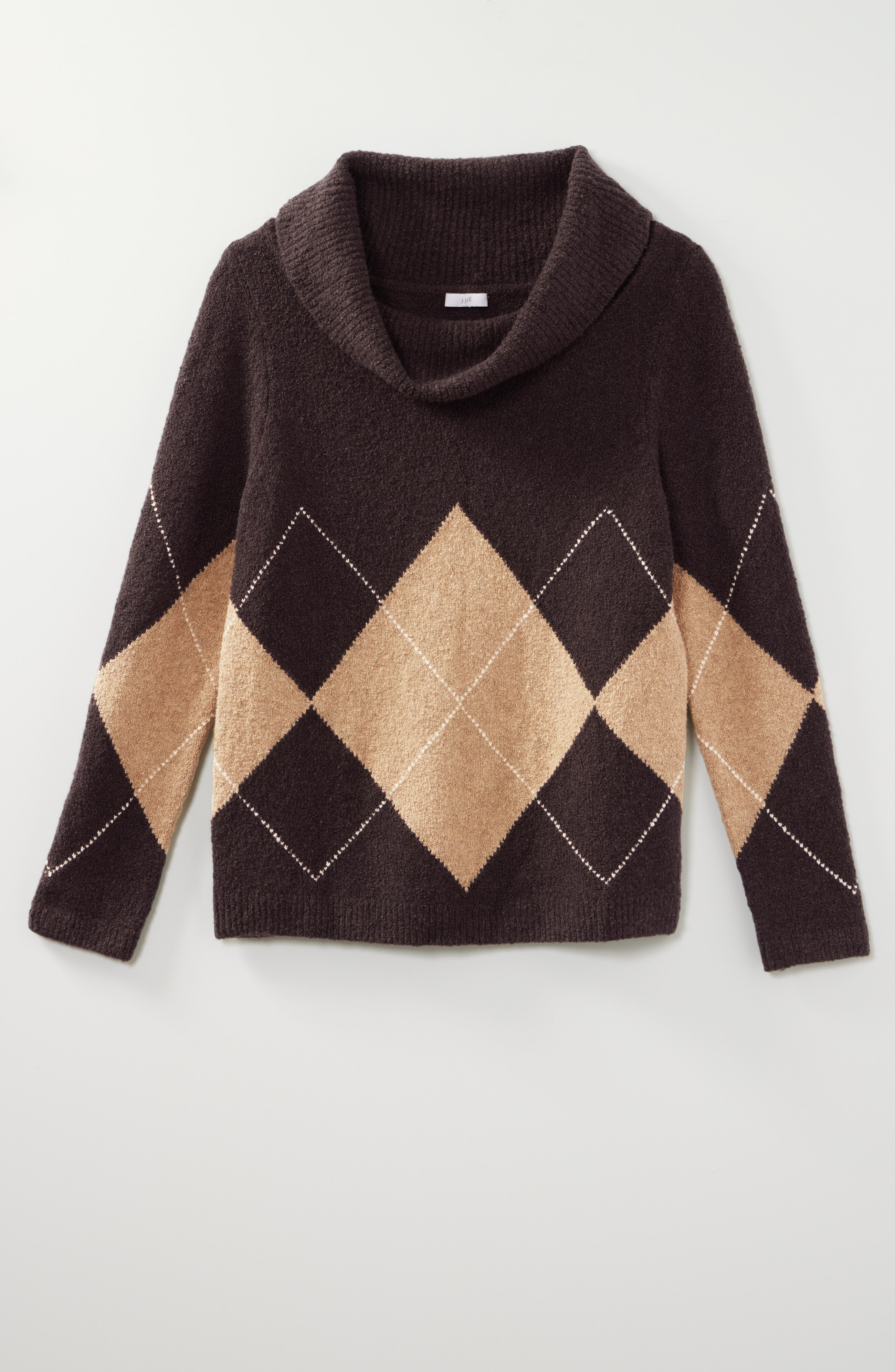 Argyle Cowl-Neck Sweater