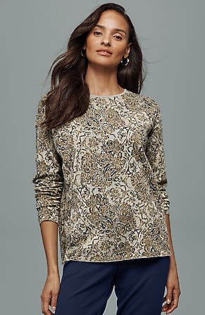 Image for Fine-Floral Jacquard Sweater