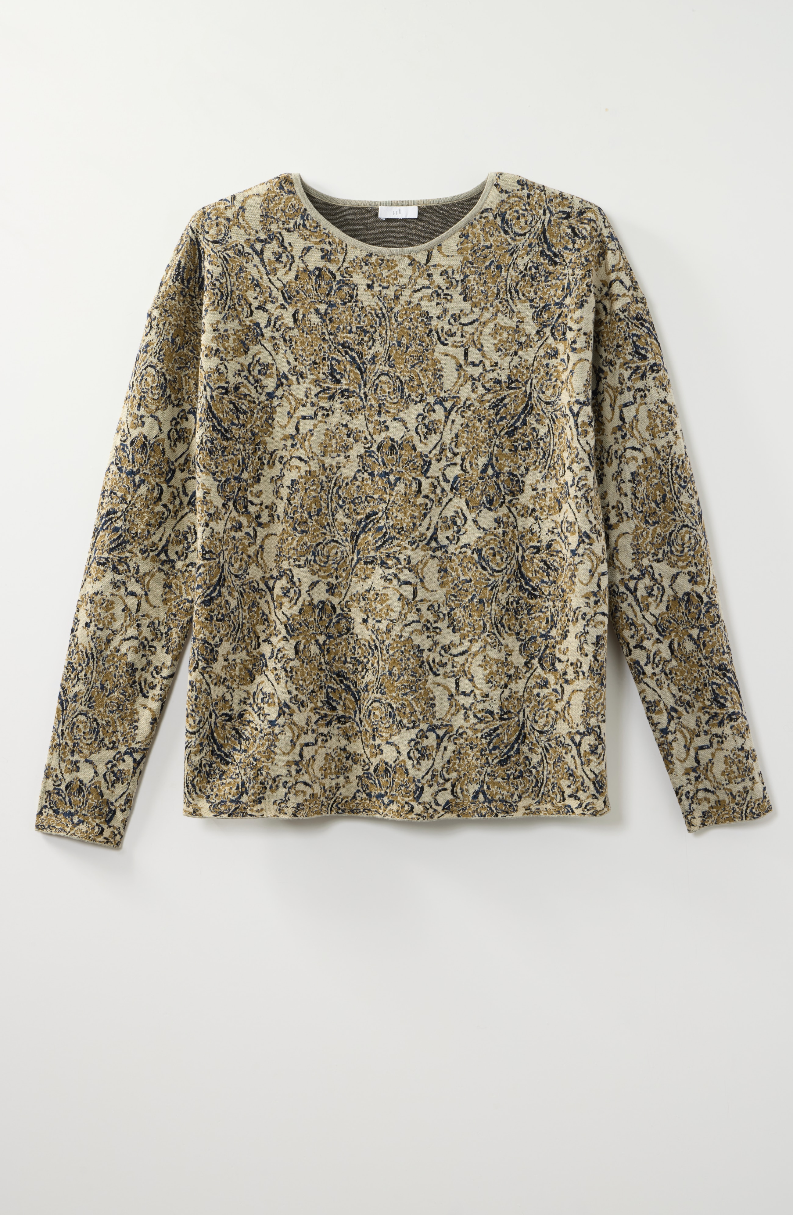 Fine-Floral Jacquard Sweater
