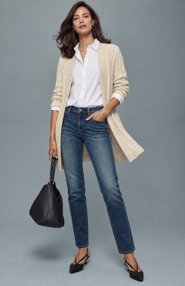 Primary view of the long cabled cardi