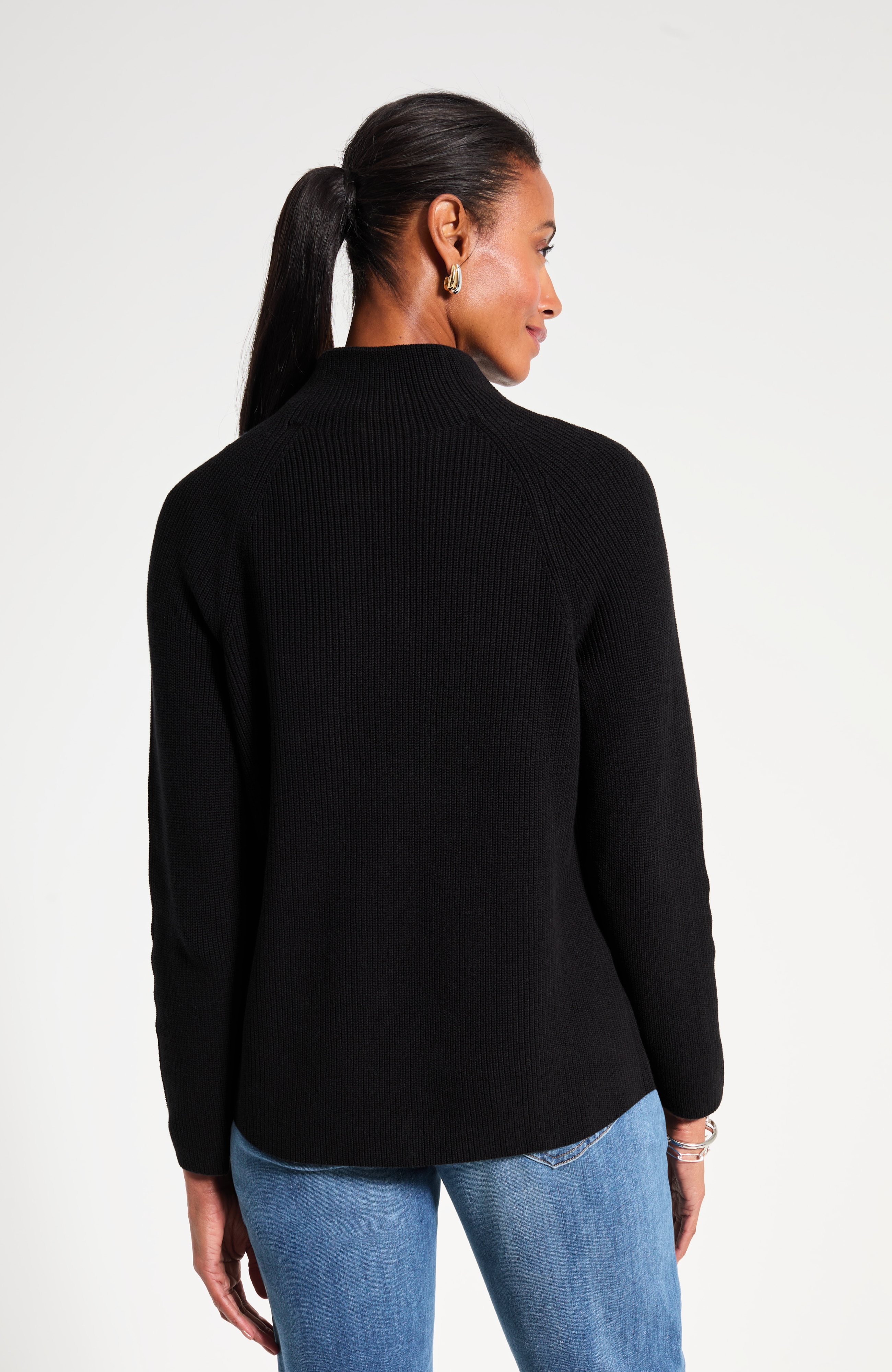 Ribbed Funnel-Neck Sweater