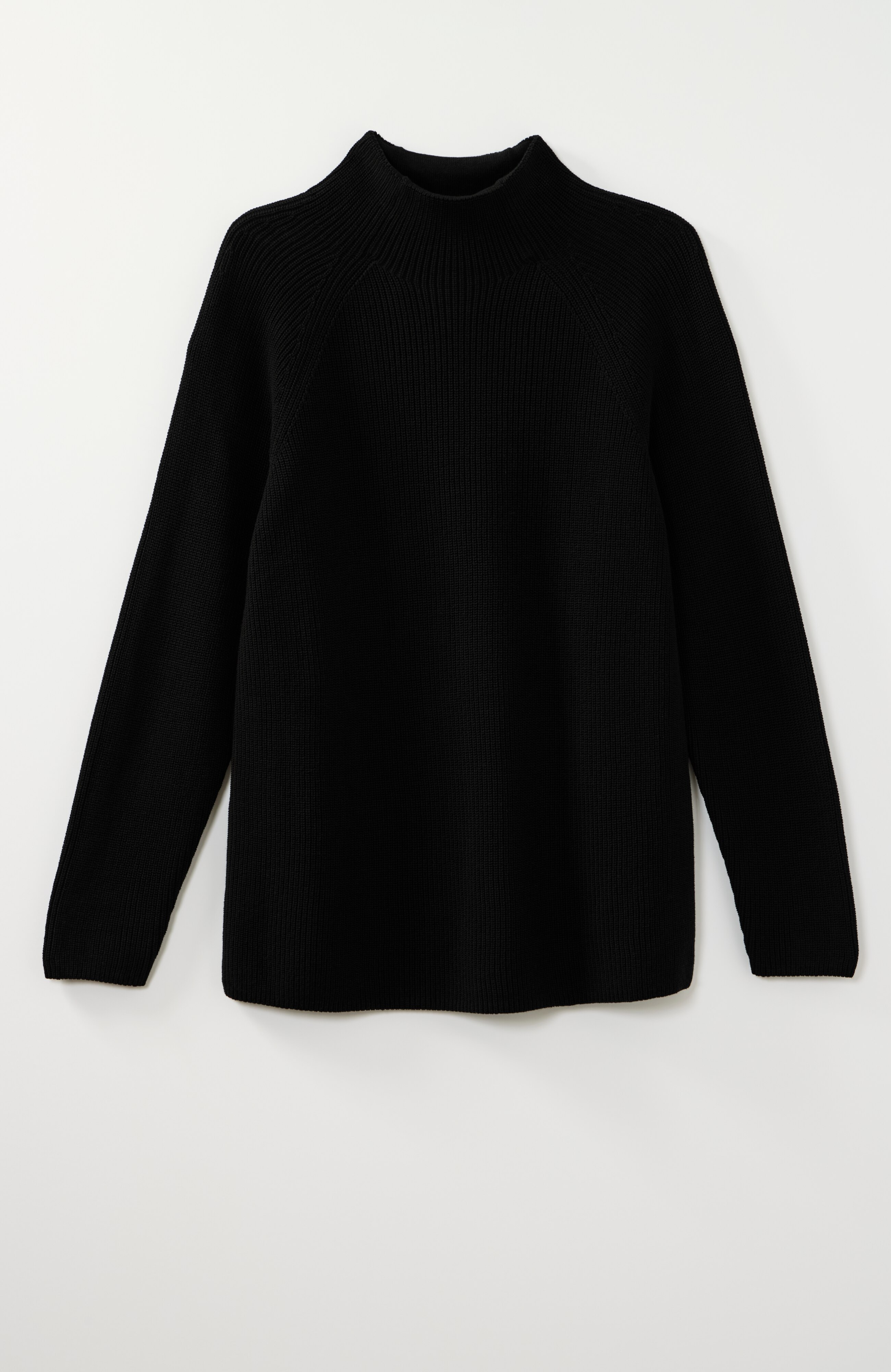 Ribbed Funnel-Neck Sweater