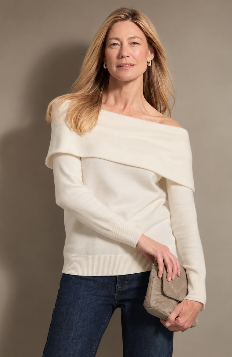 Primary view of the off-the-shoulder sweater