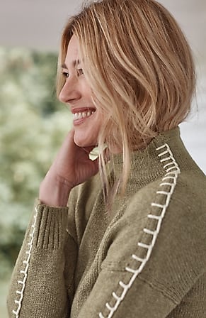 Image for Pure Jill Whipstitch Funnel-Neck Sweater