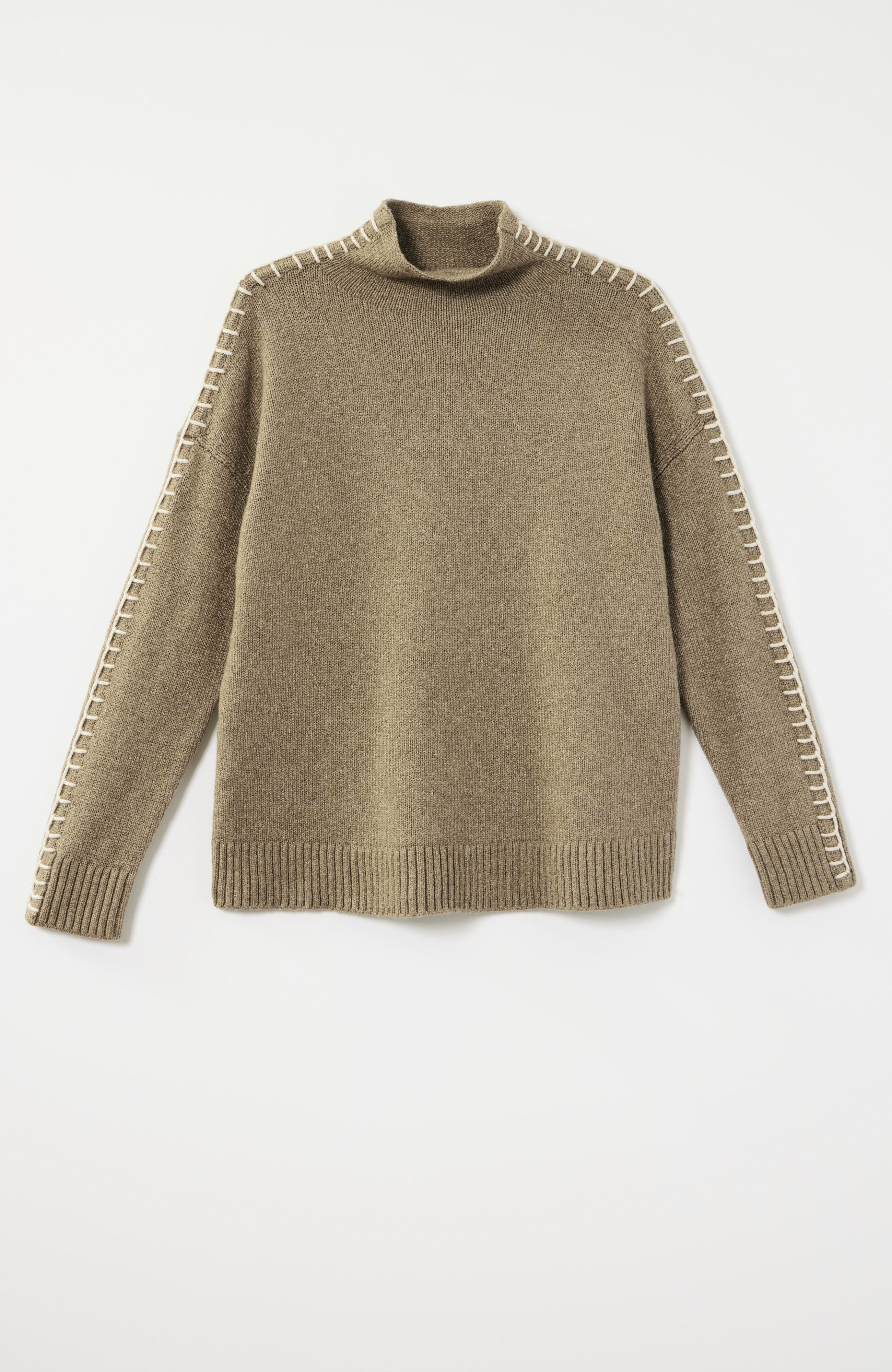 Pure Jill Whipstitch Funnel-Neck Sweater