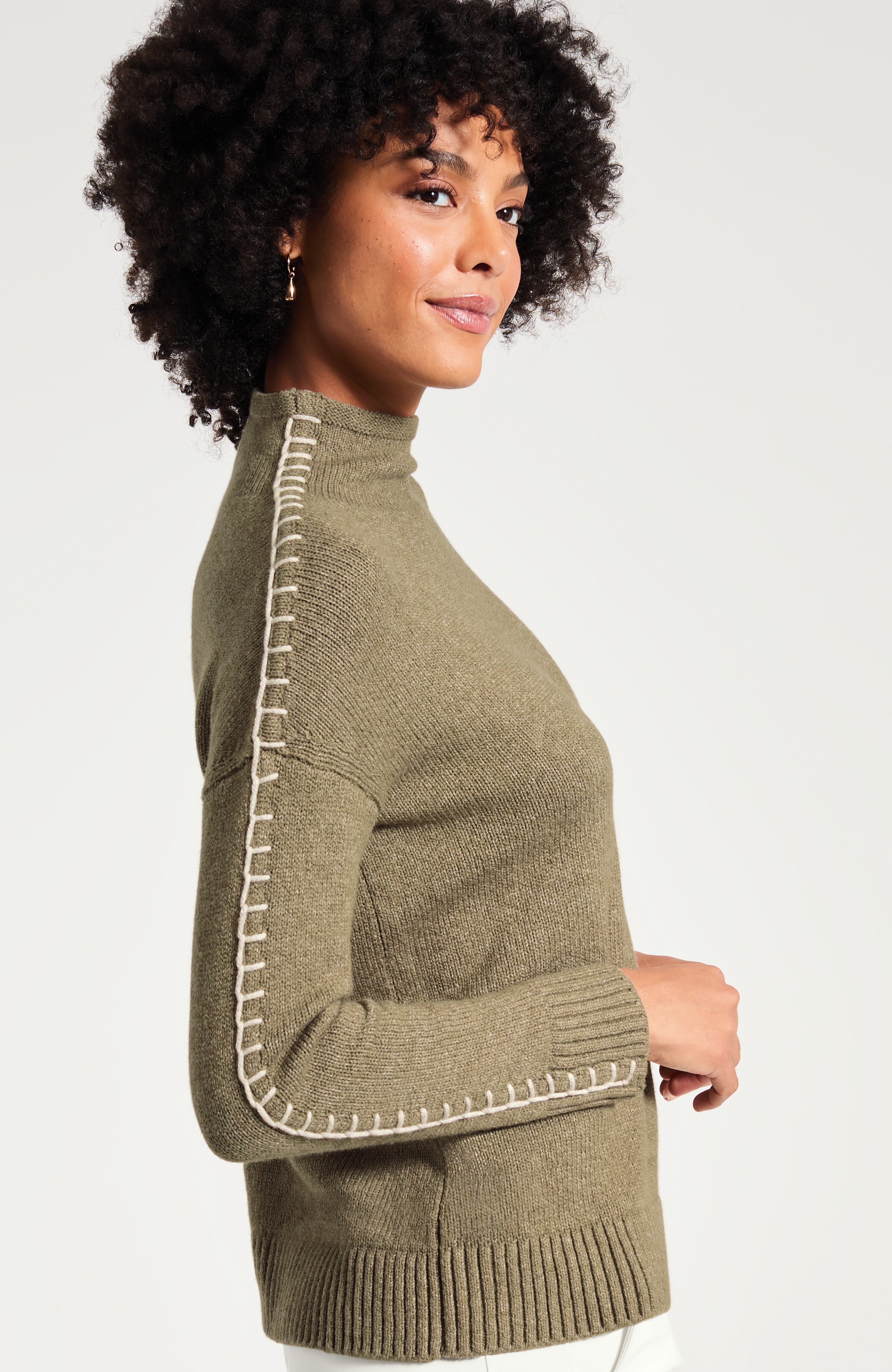 Pure Jill Whipstitch Funnel-Neck Sweater | J.Jill
