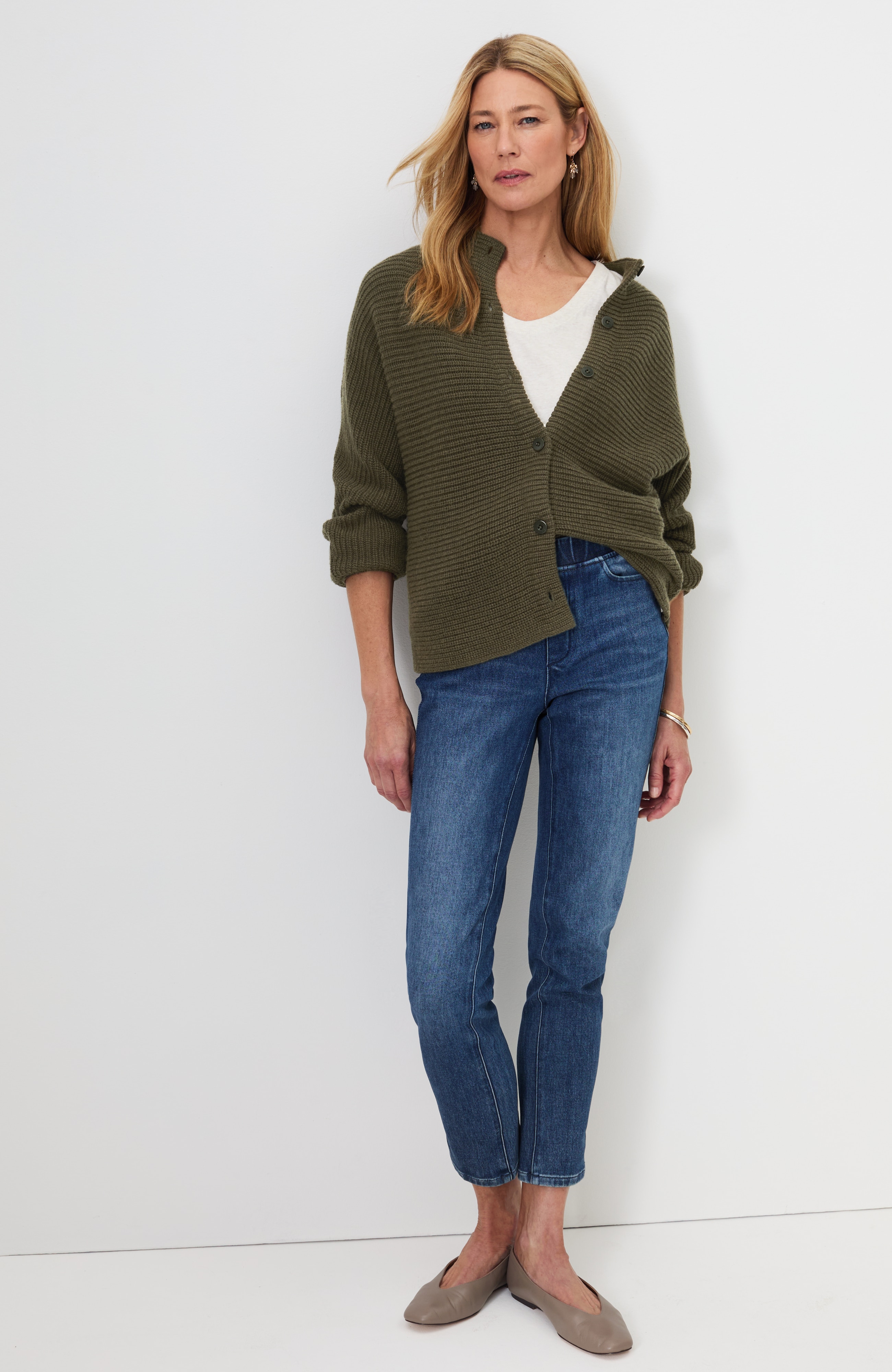 Pure Jill Textured Funnel-Neck Cardi