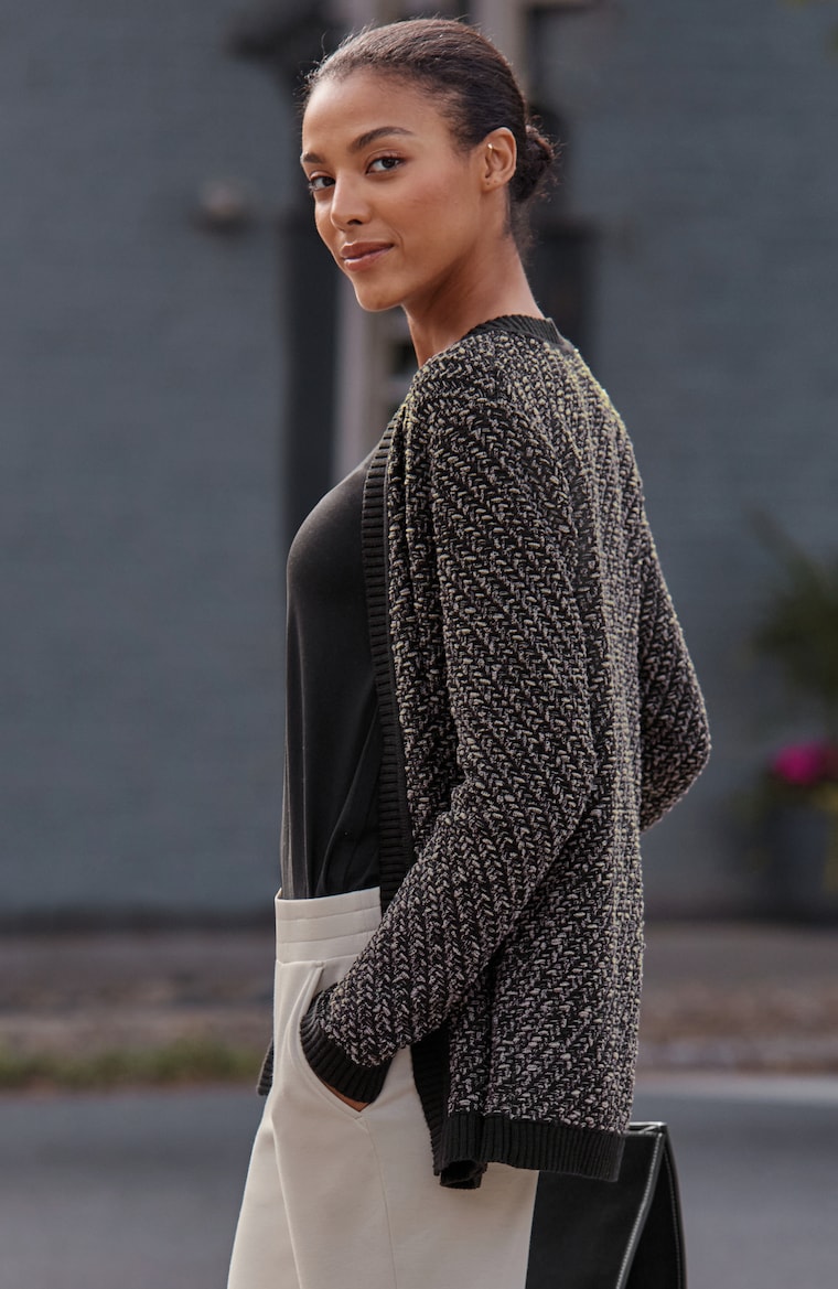 Primary view of the mixed-texture cardi