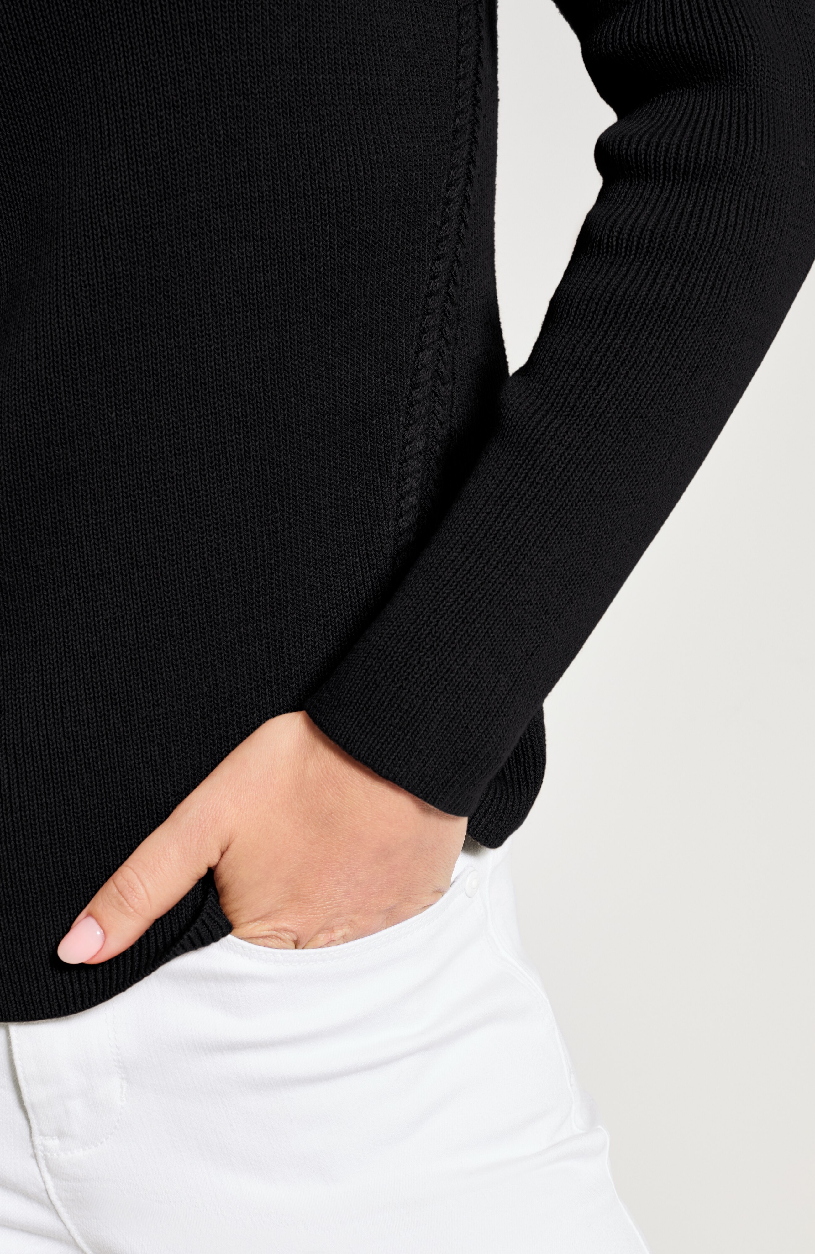 Side-Cable Crew-Neck Sweater