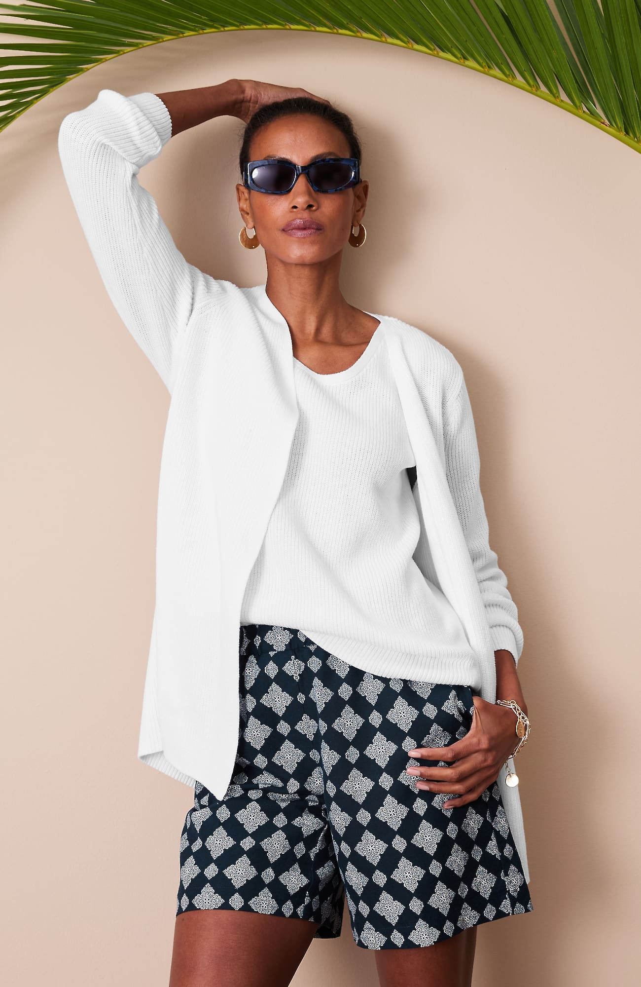 Women's Tall Lightweight 100% Cotton Ribbed Cardigan (White) (Size: XLT) J. Jill