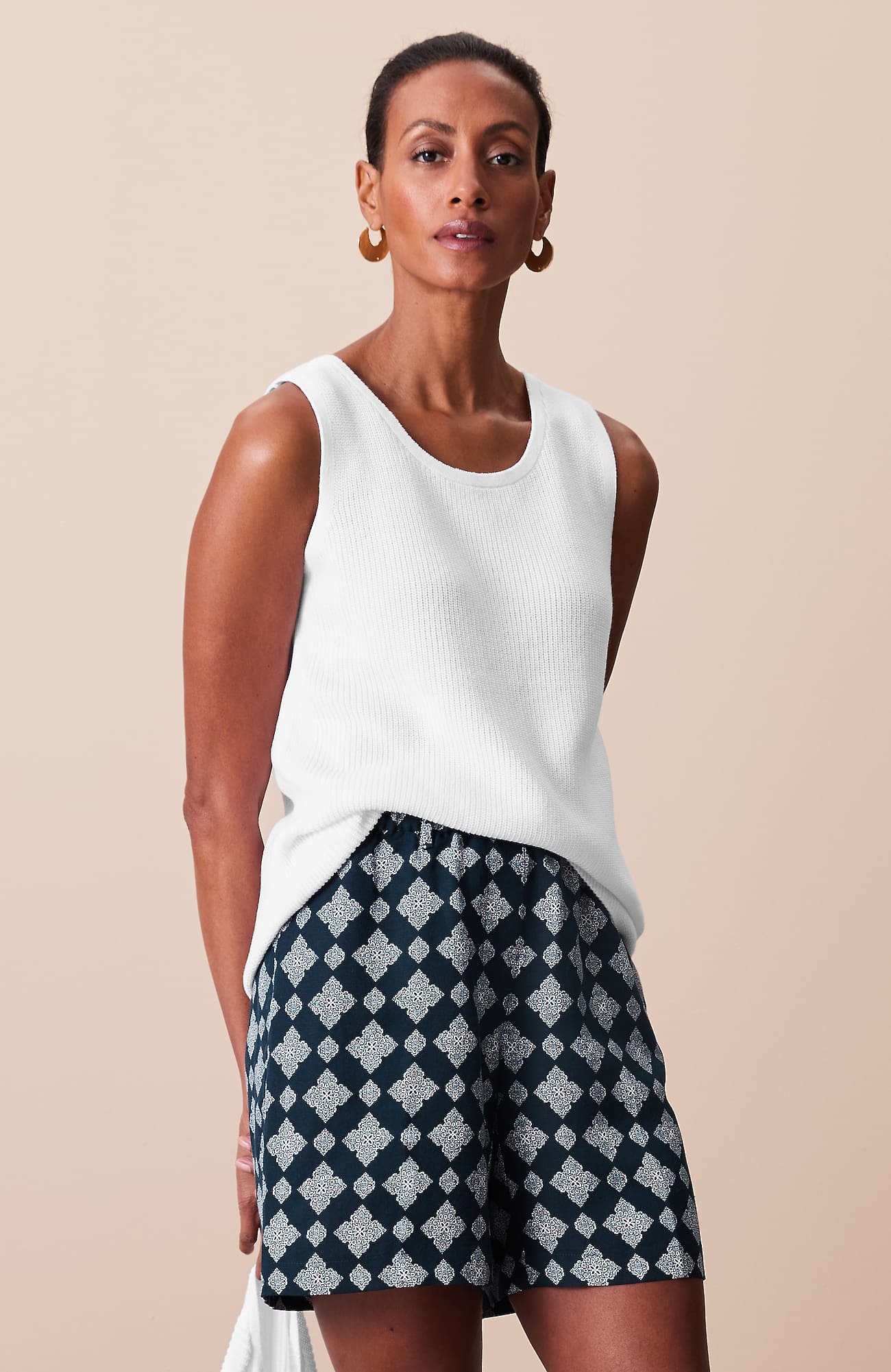 Women's Lightweight 100% Cotton Ribbed Sweater Tank Top (White) (Size: XS) J. Jill