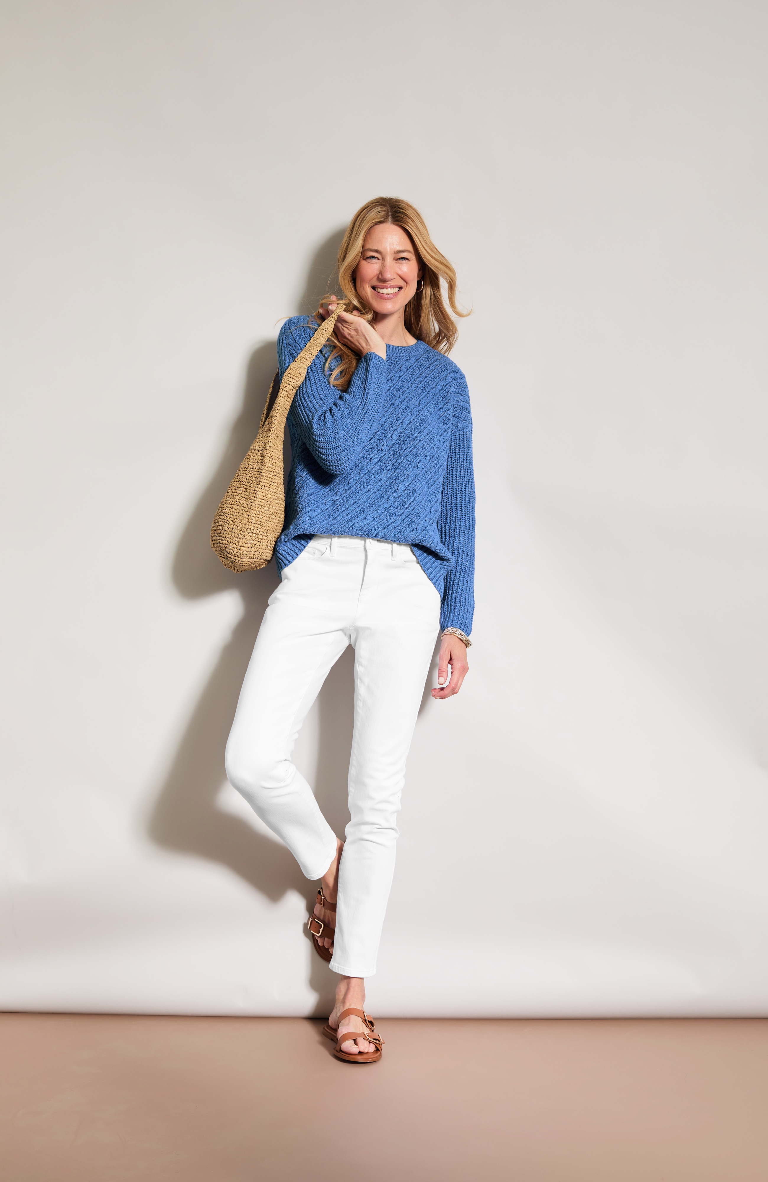 Diagonal-Cabled Sweater