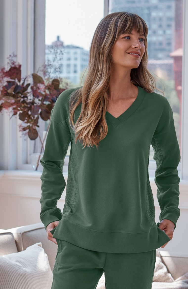 Primary view of the french terry & gauze pullover