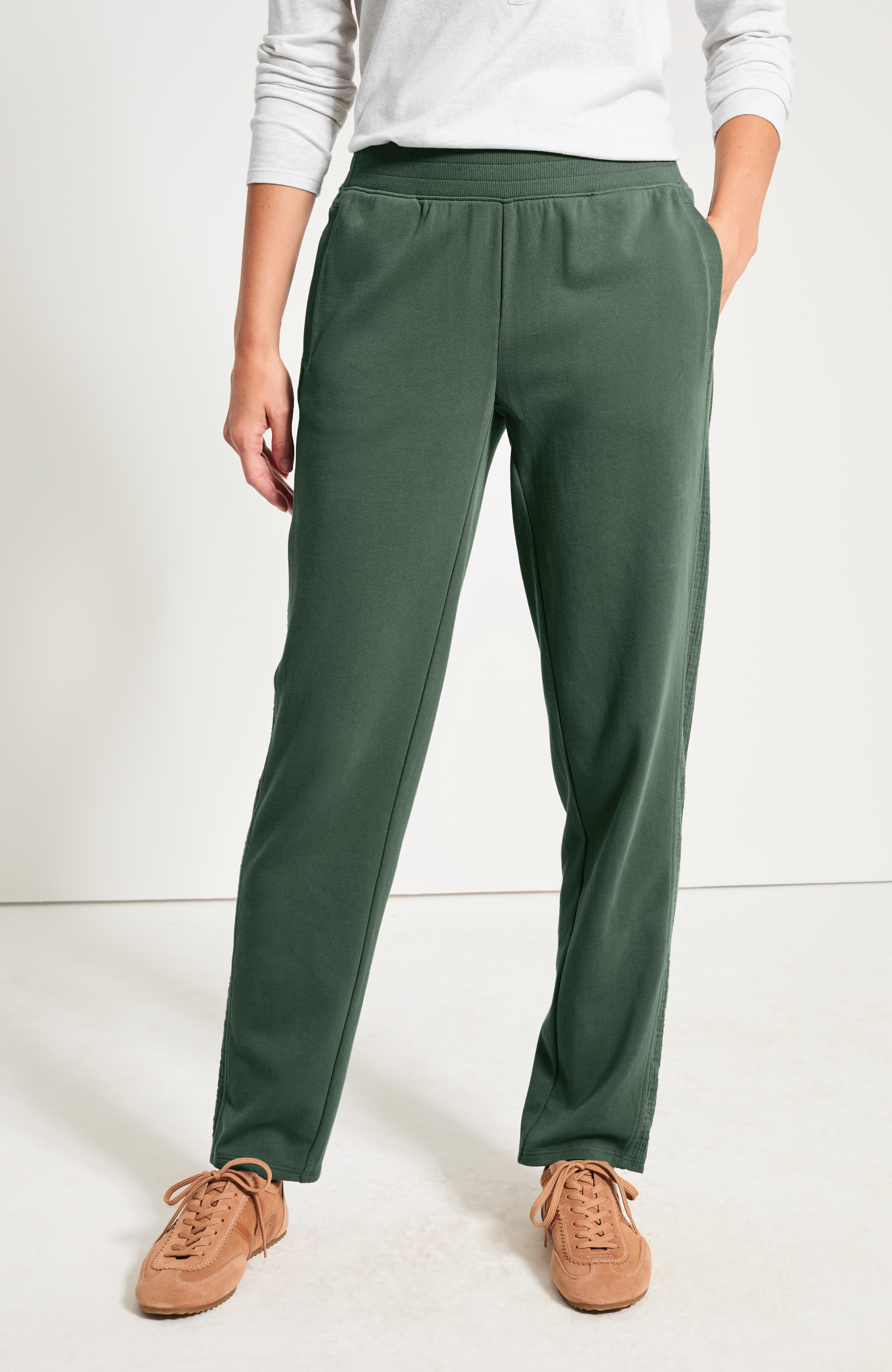French Terry & Gauze Slim-Leg Pant