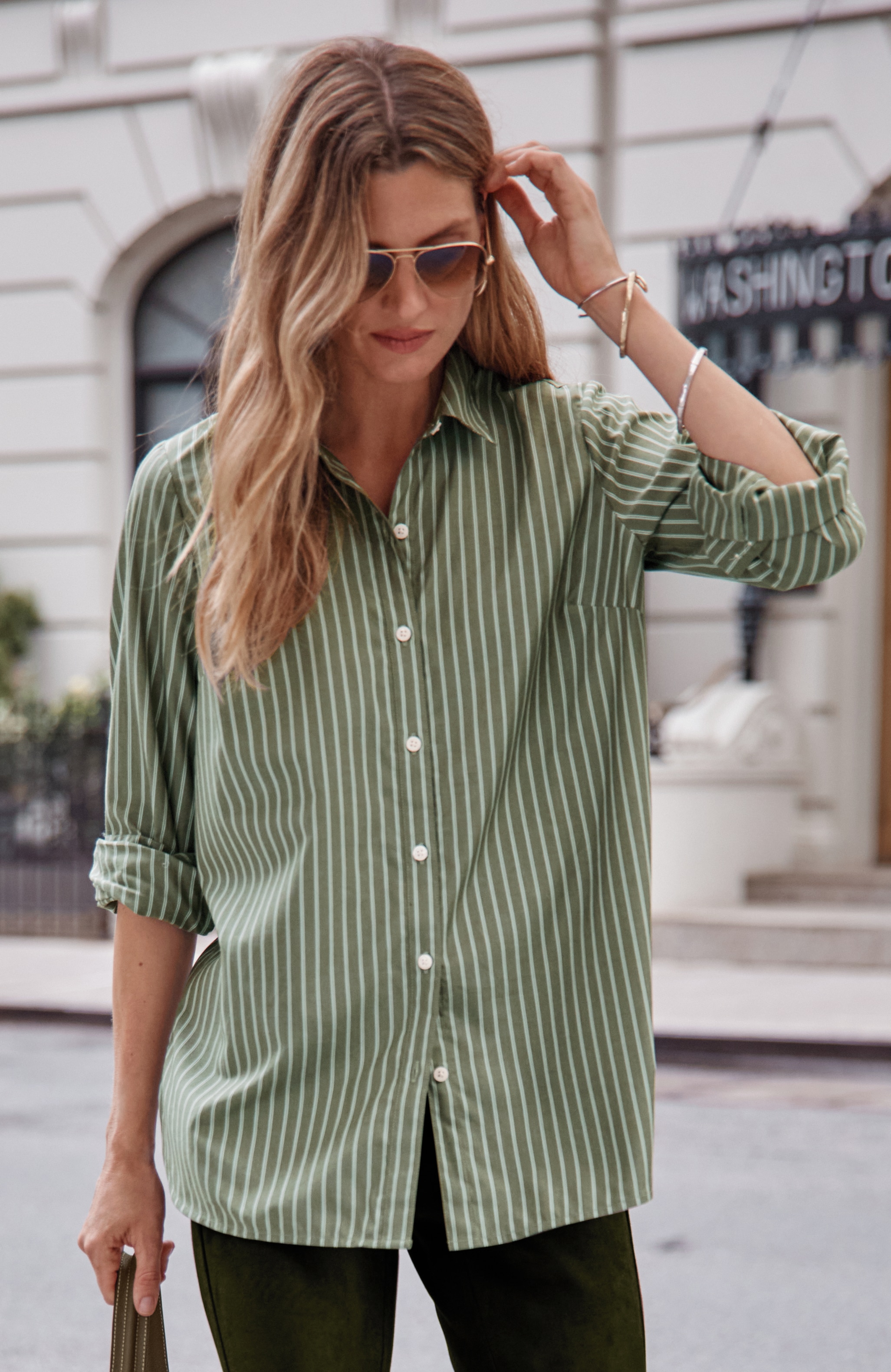 Cotton-Blend Button-Front Tunic