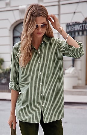 Image for Cotton-Blend Button-Front Tunic