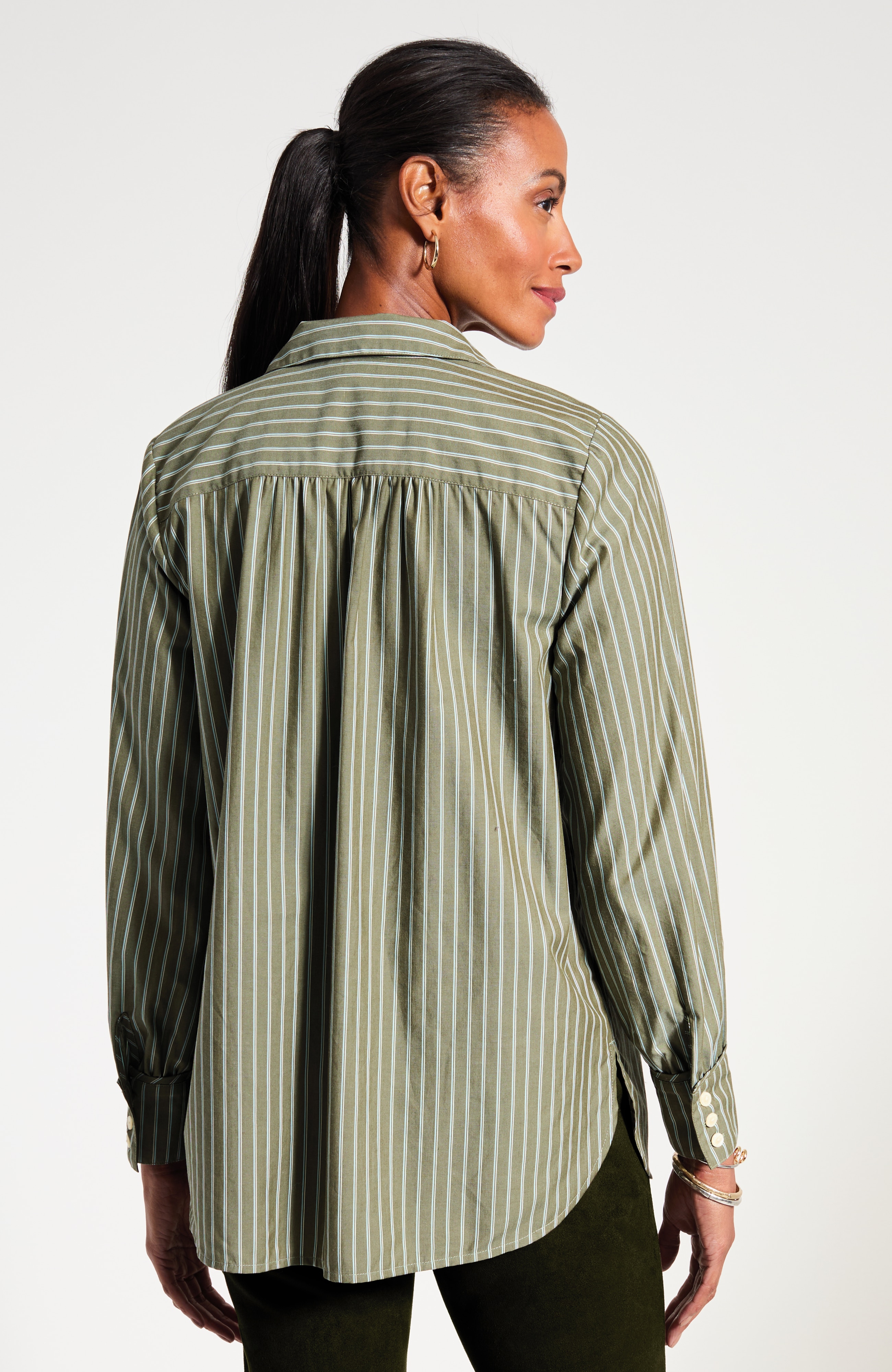 Cotton-Blend Button-Front Tunic