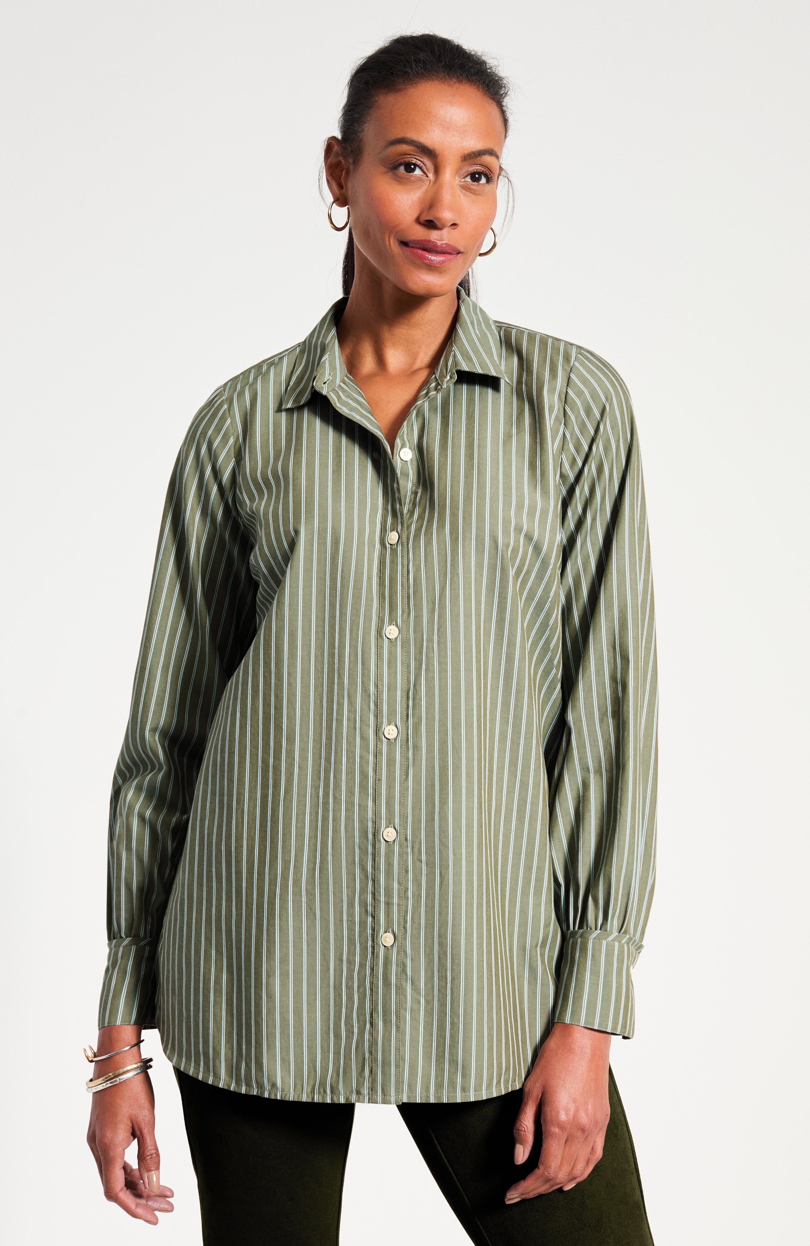 Cotton-Blend Button-Front Tunic