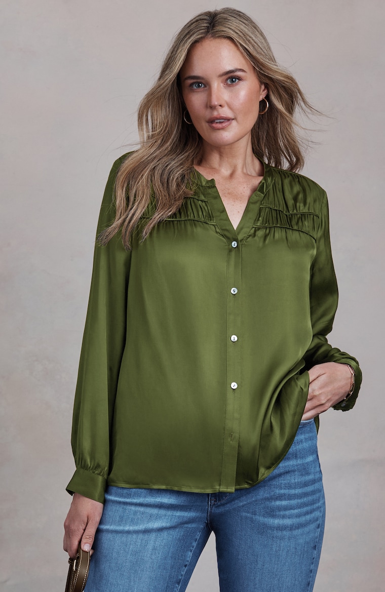 Primary view of the satin shirred top