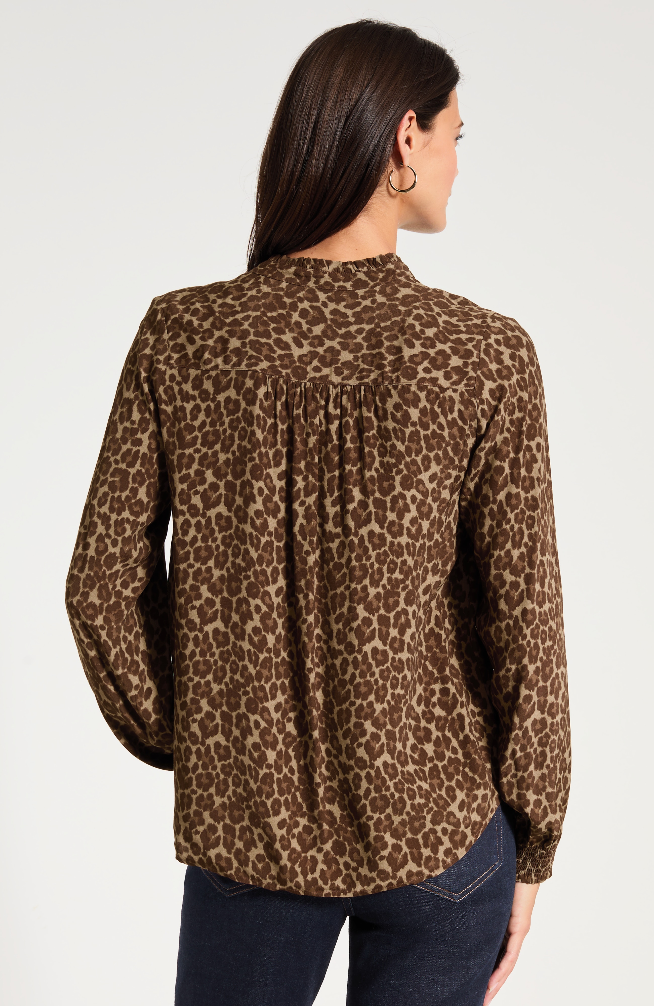 Leopard-Printed Ruffle Top