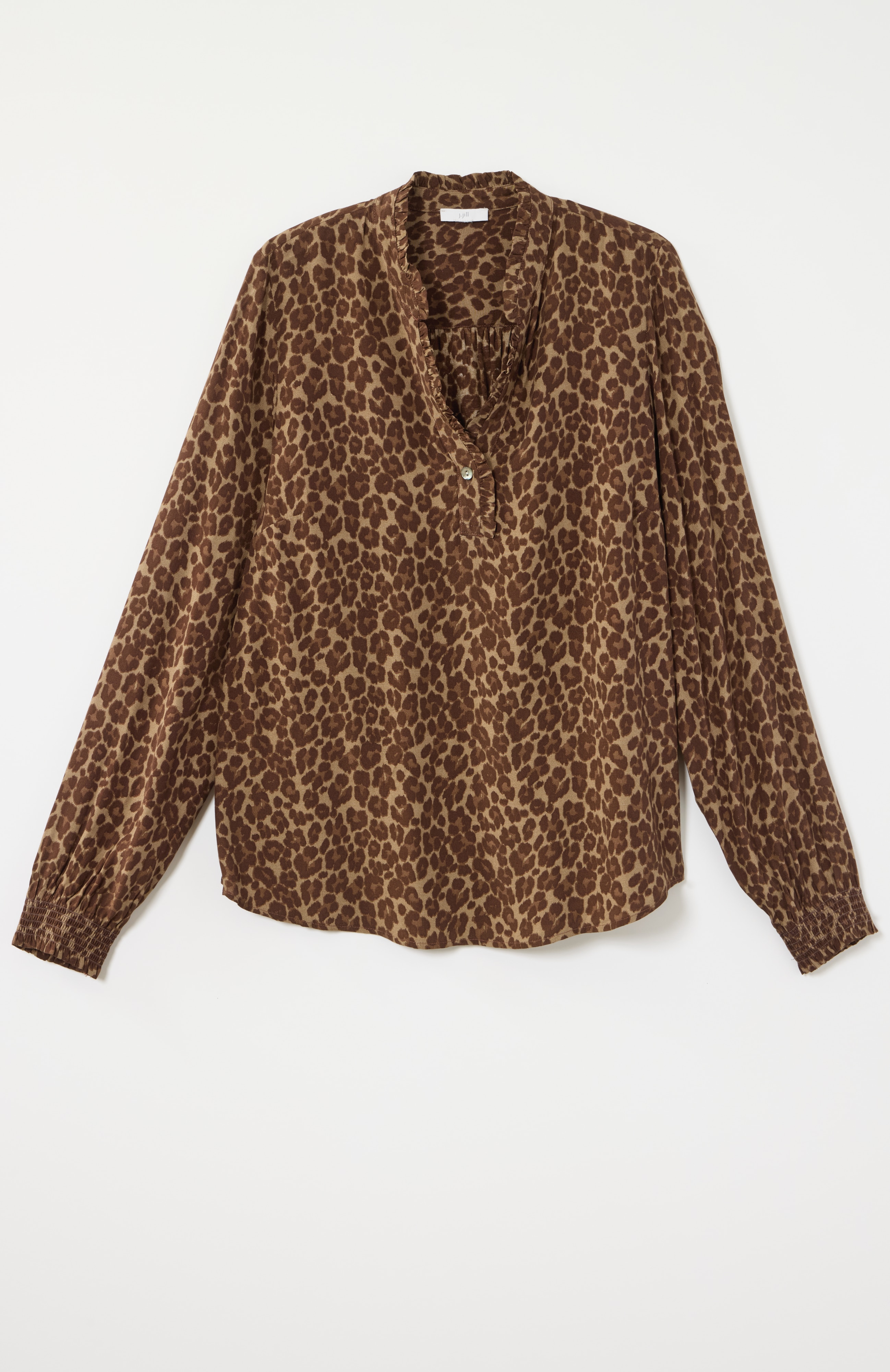 Leopard-Printed Ruffle Top