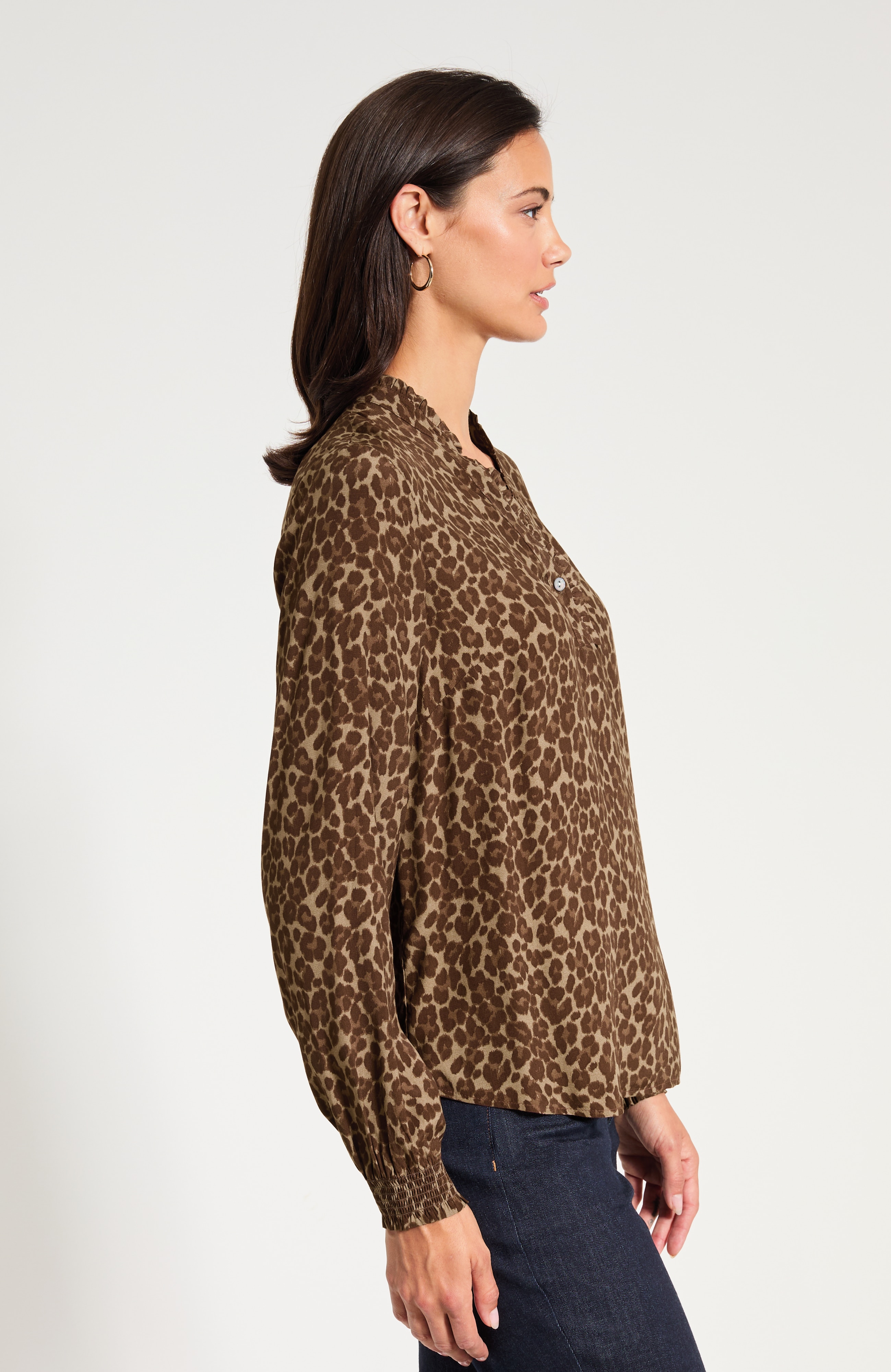 Leopard-Printed Ruffle Top