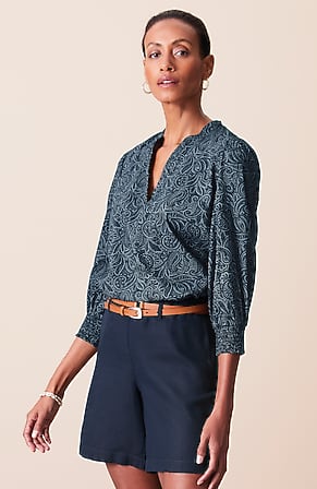 Image for Cotton Smocked-Sleeve Popover