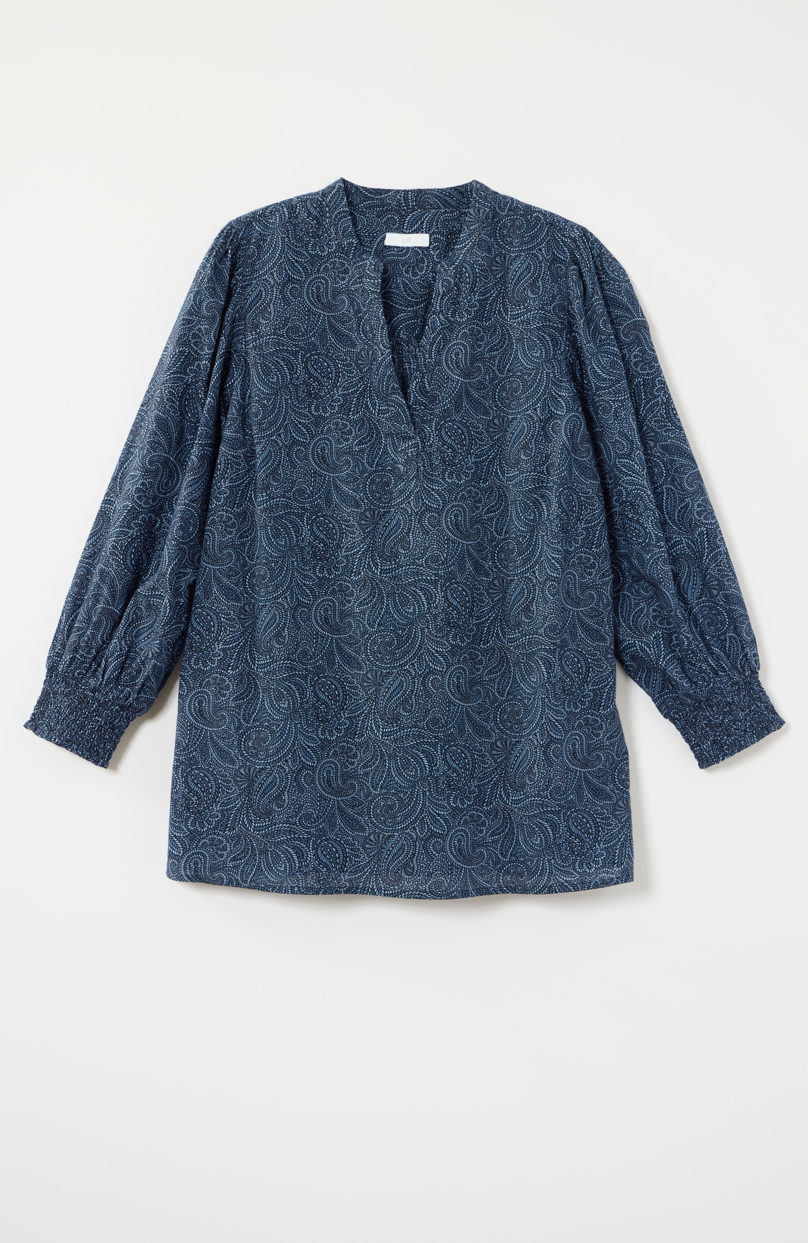 Cotton Smocked-Sleeve Popover