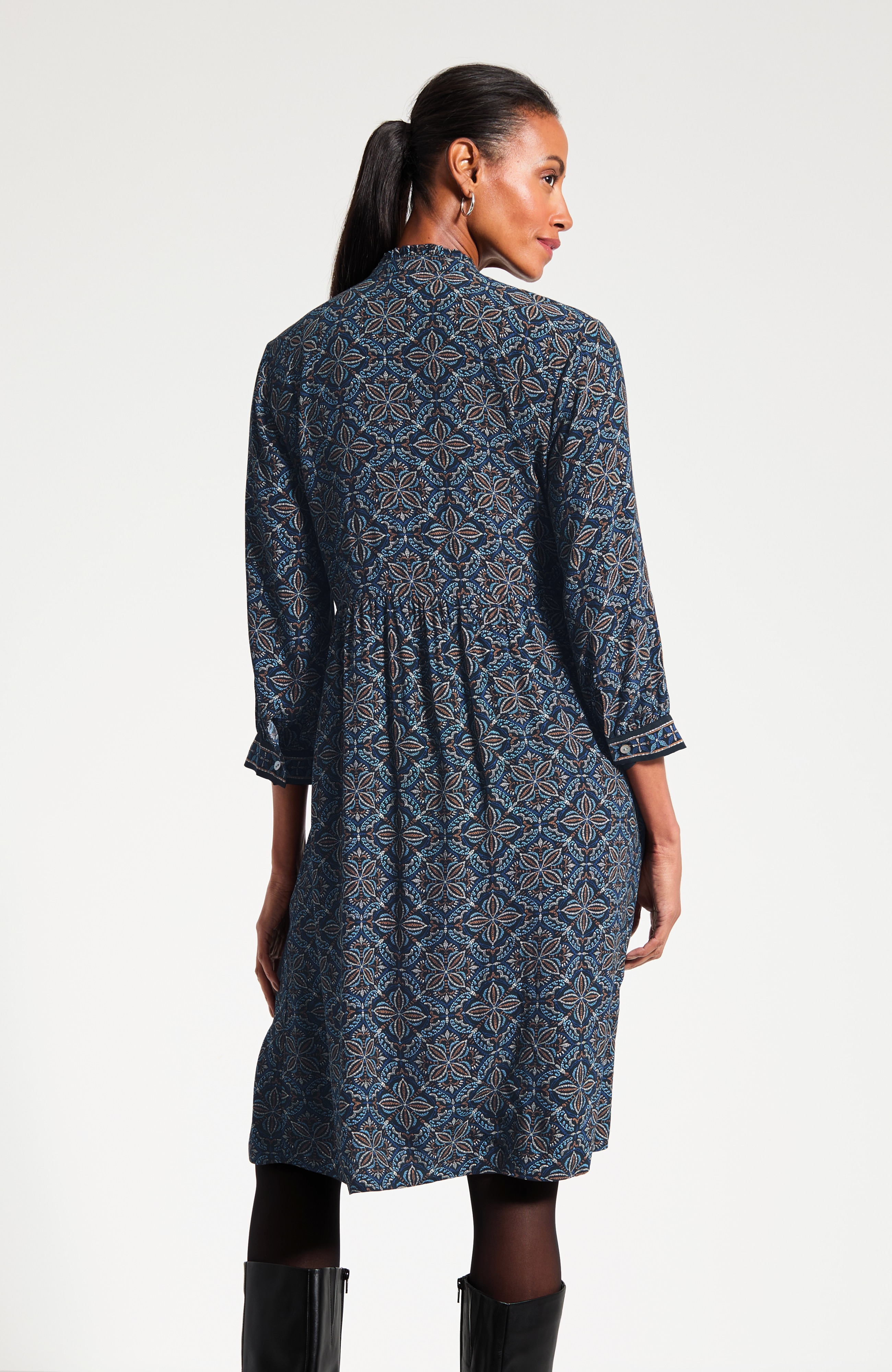 Border-Printed A-Line Dress