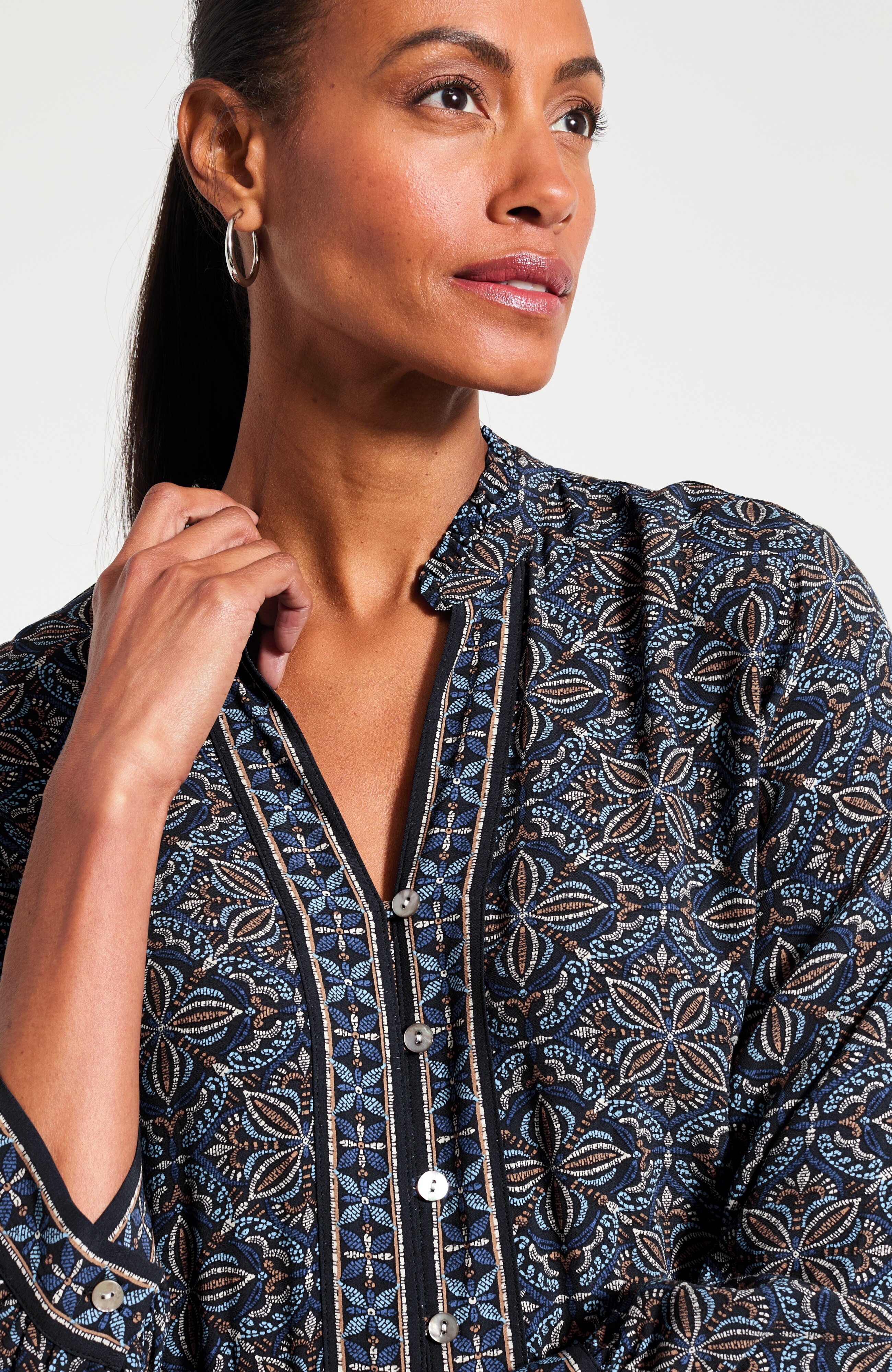 Border-Printed A-Line Dress