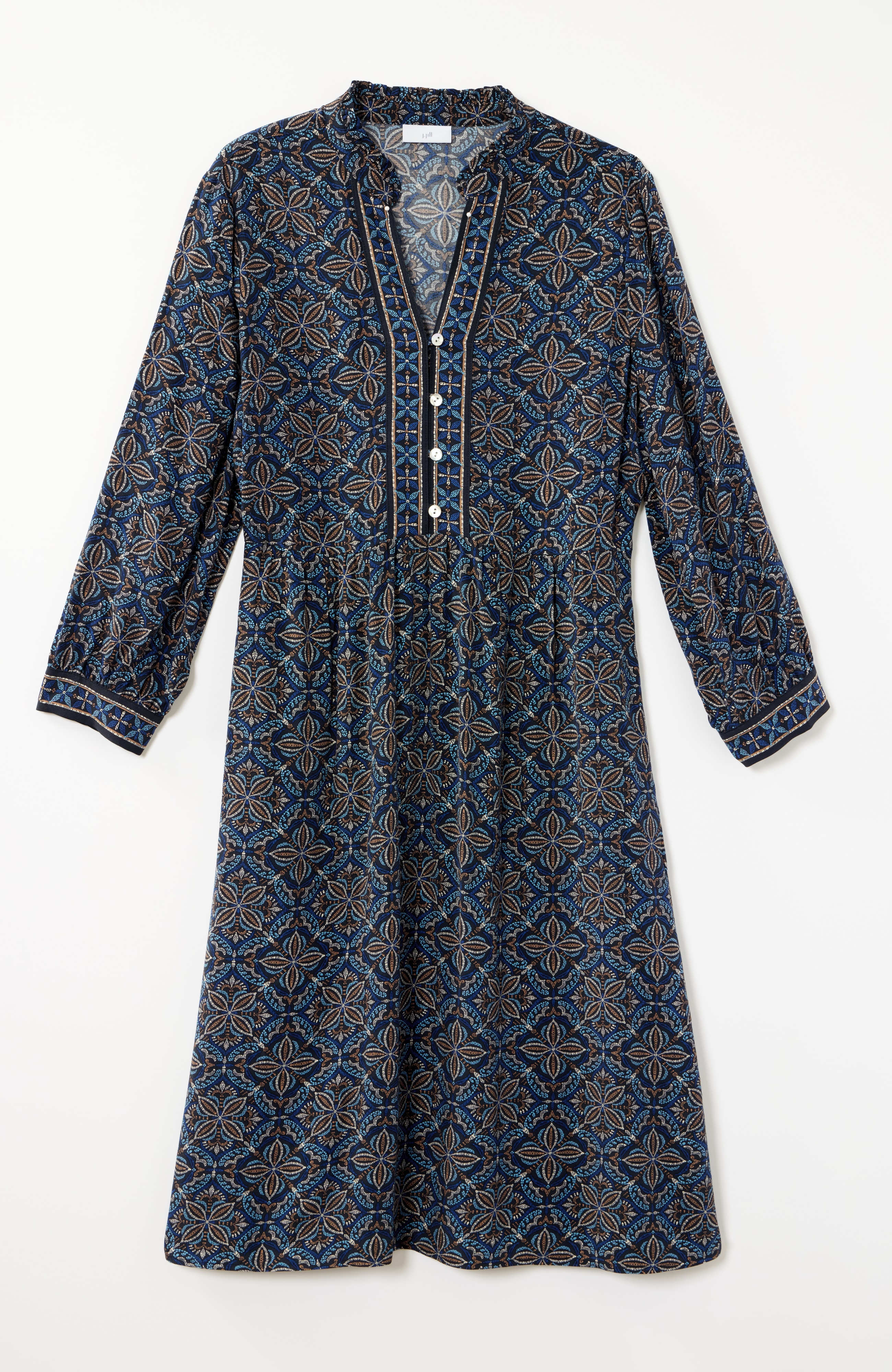 Border-Printed A-Line Dress