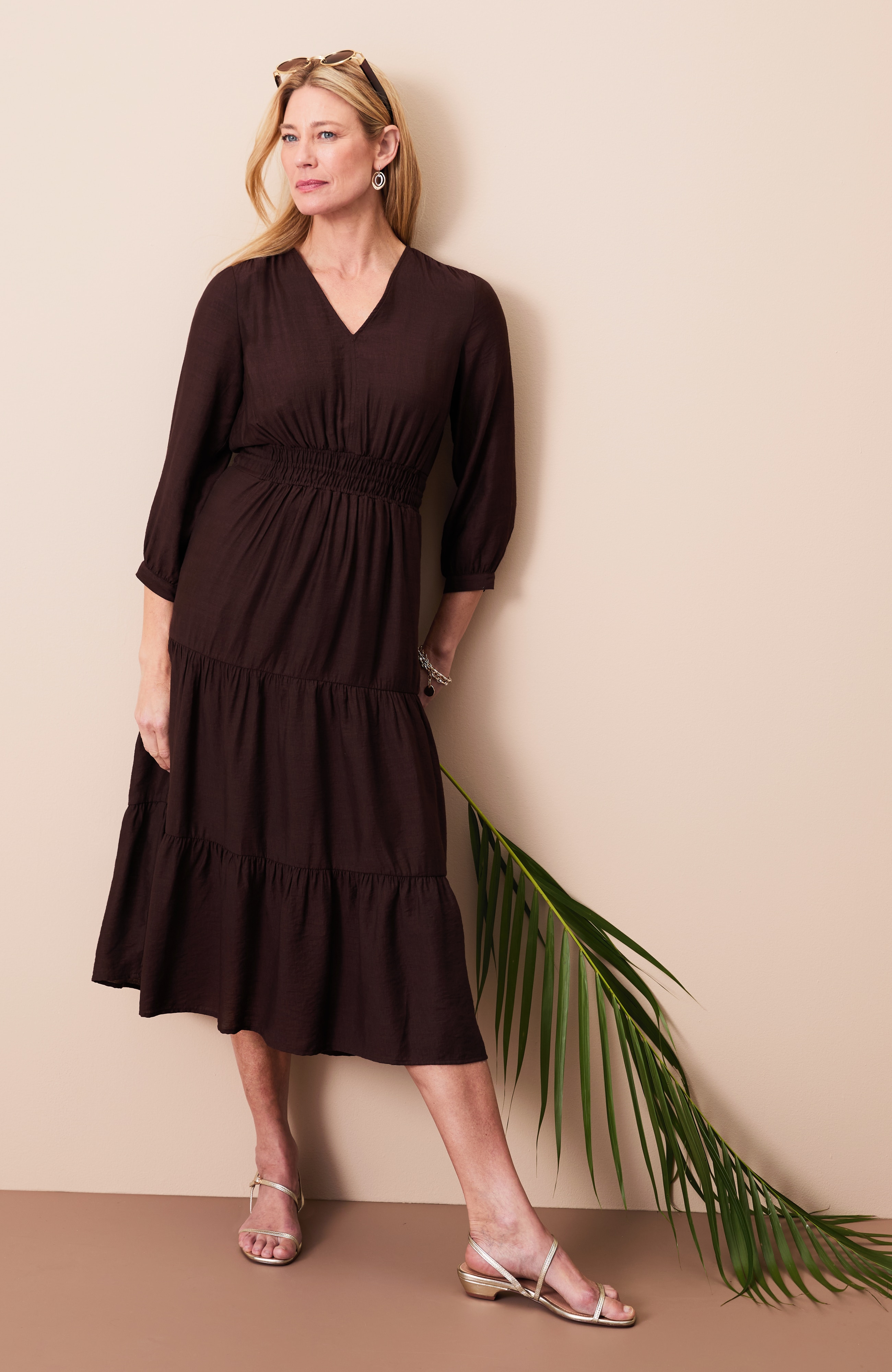 Textured Smocked-Waist Dress