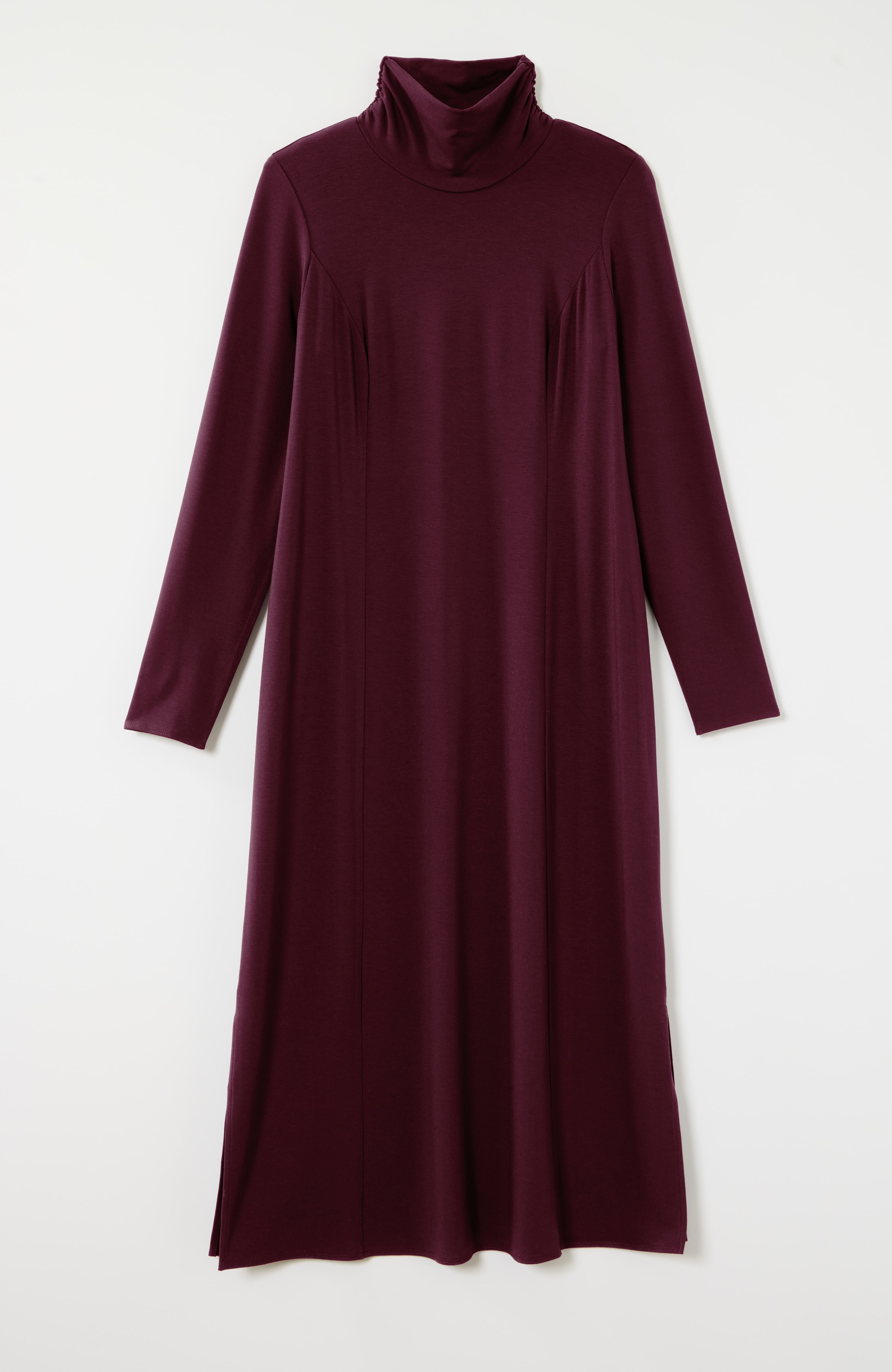Ruched Turtleneck Midi Dress