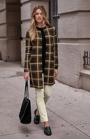 Image for Plaid Snap-Front Sweater-Jacket