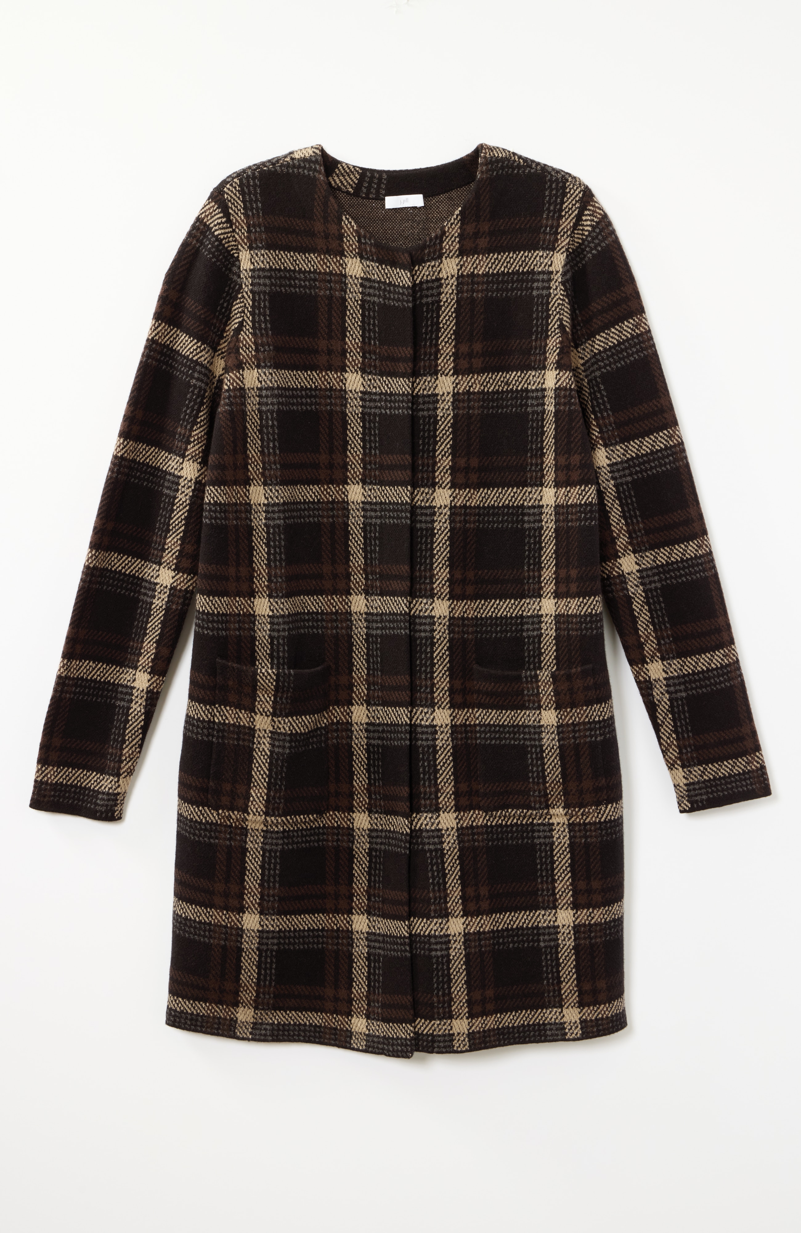 Plaid Snap-Front Sweater-Jacket