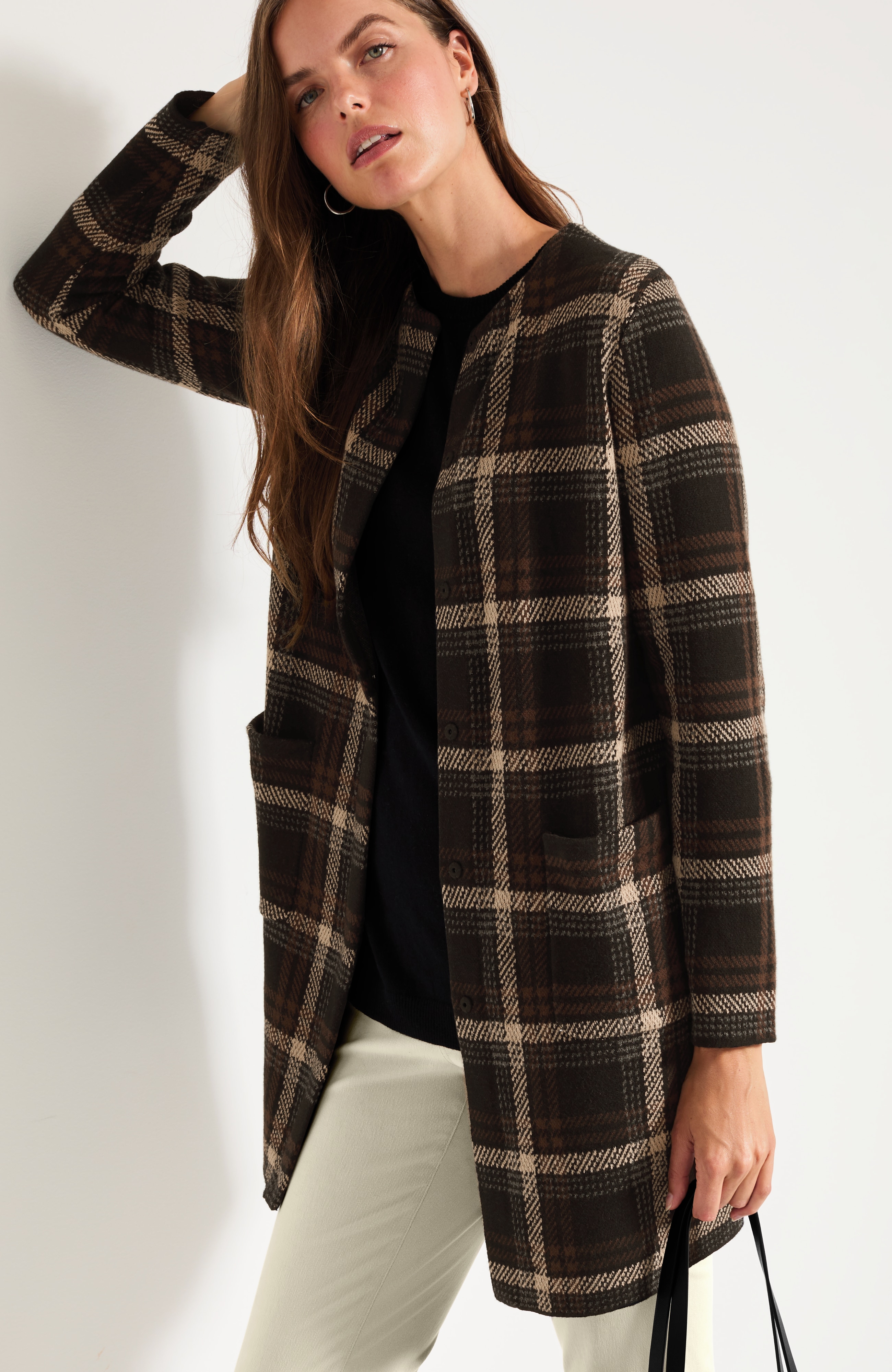 Plaid Snap-Front Sweater-Jacket | JJill
