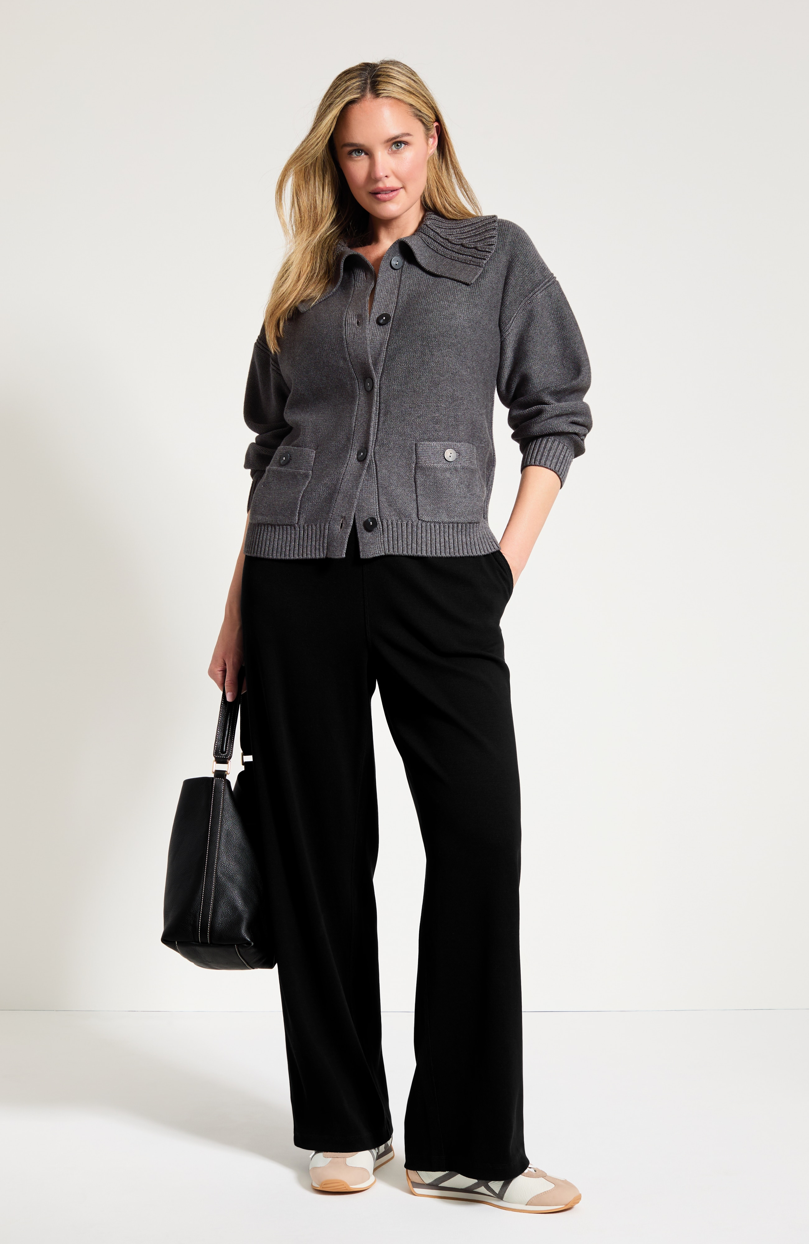 Ribbed Wide-Leg Pants