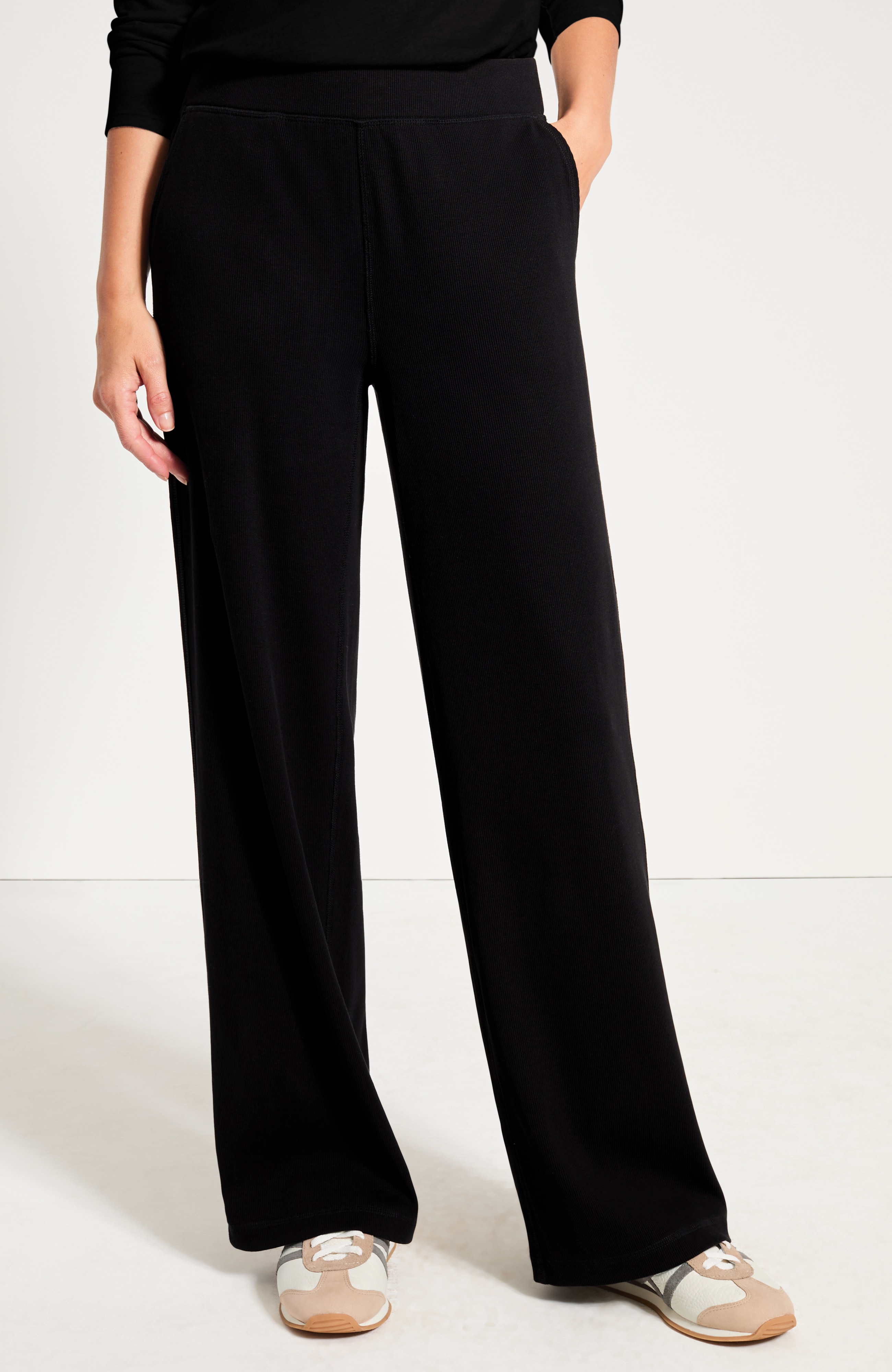 Ribbed Wide-Leg Pants