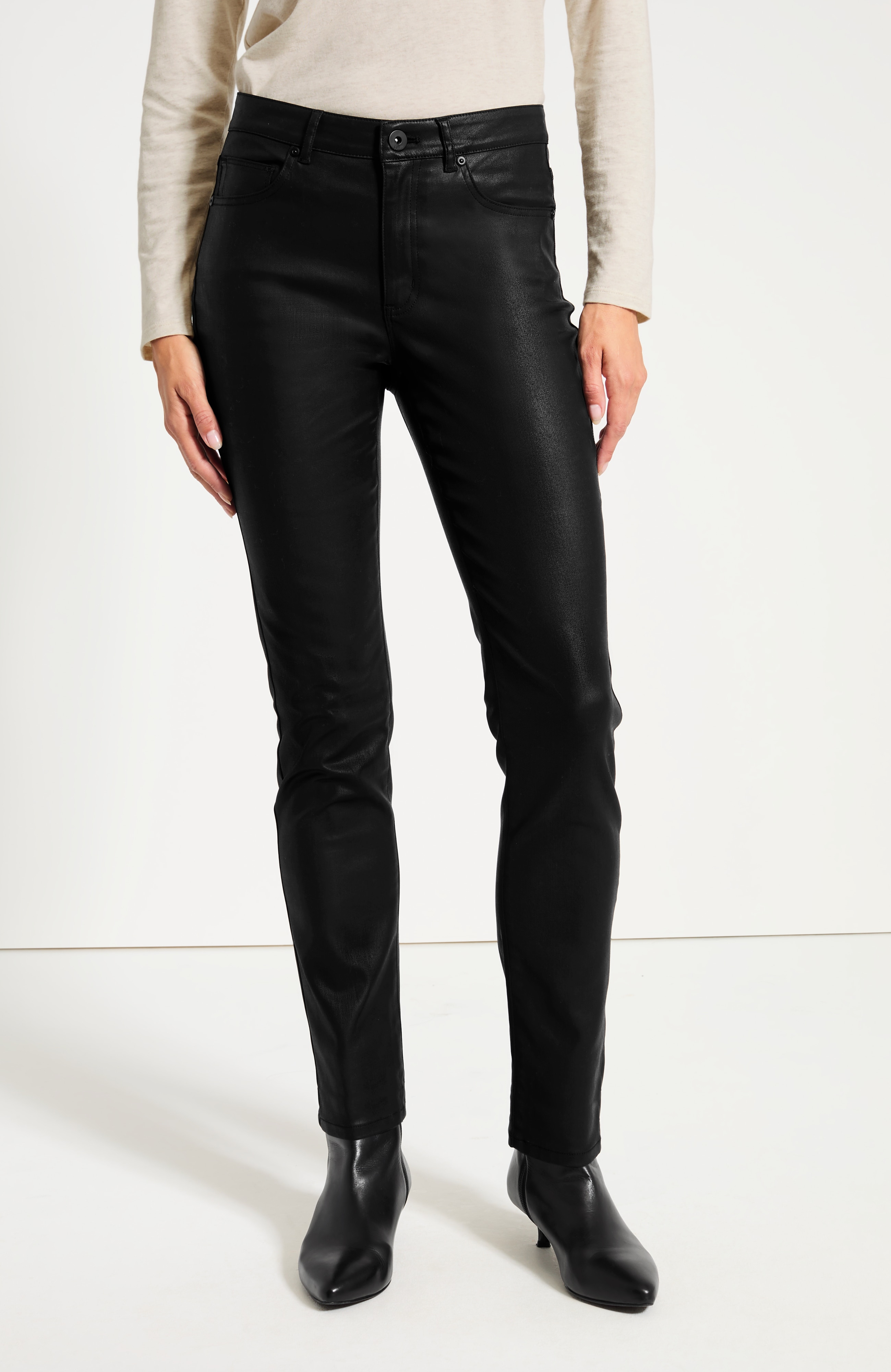 Modern Fit Coated Slim-Leg Jean