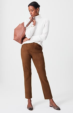 Image for Faux-Suede Slim-Leg Pants
