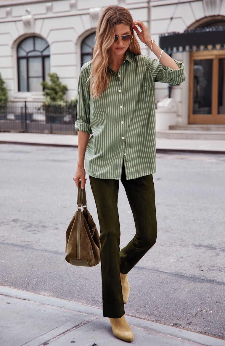Primary view of the faux-suede slim-leg pants