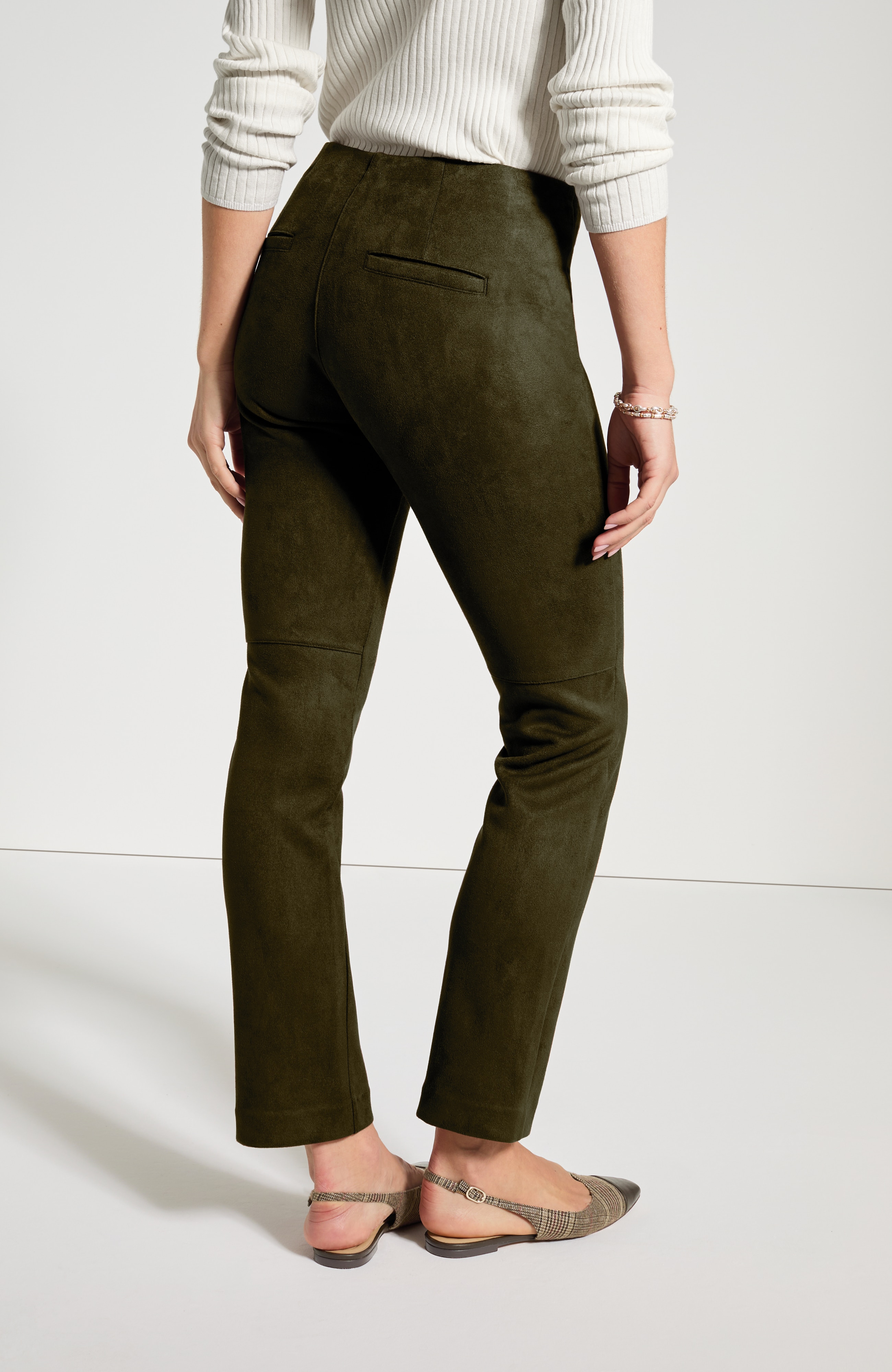 Faux-Suede Slim-Leg Pants