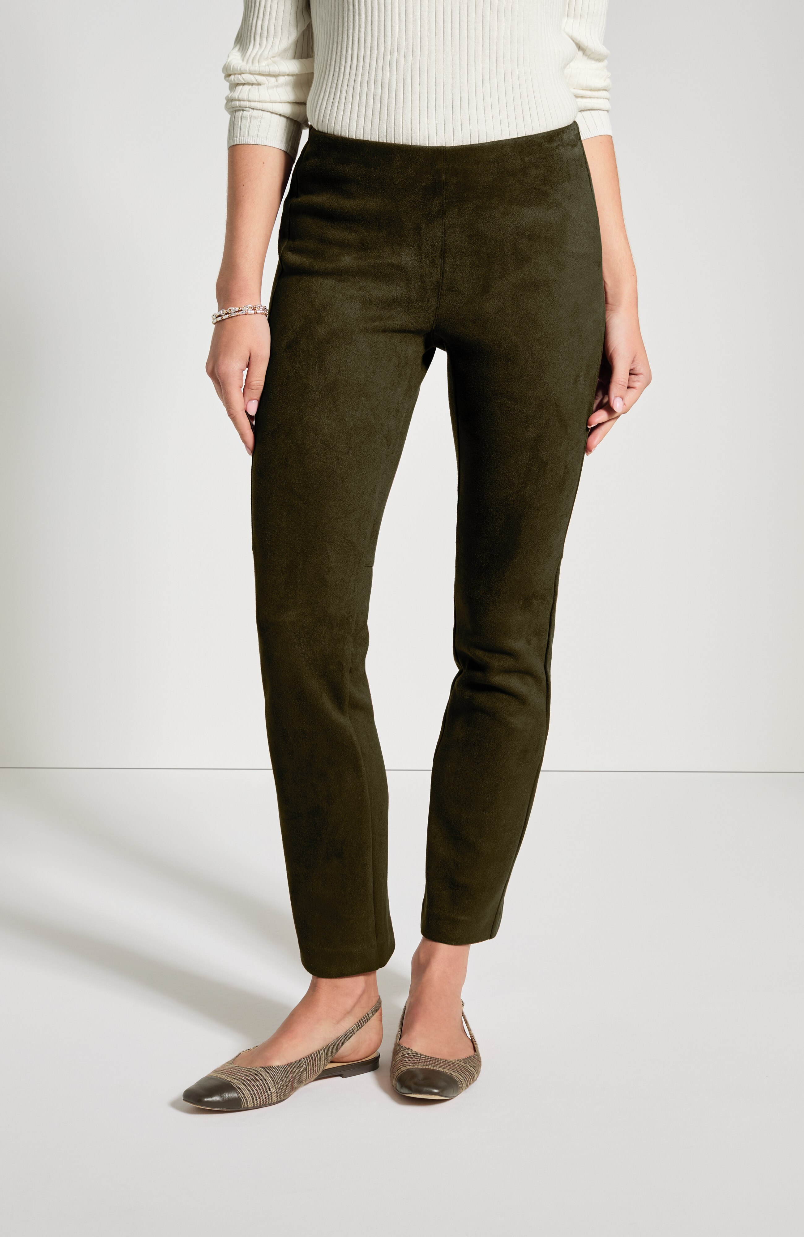 Faux-Suede Slim-Leg Pants