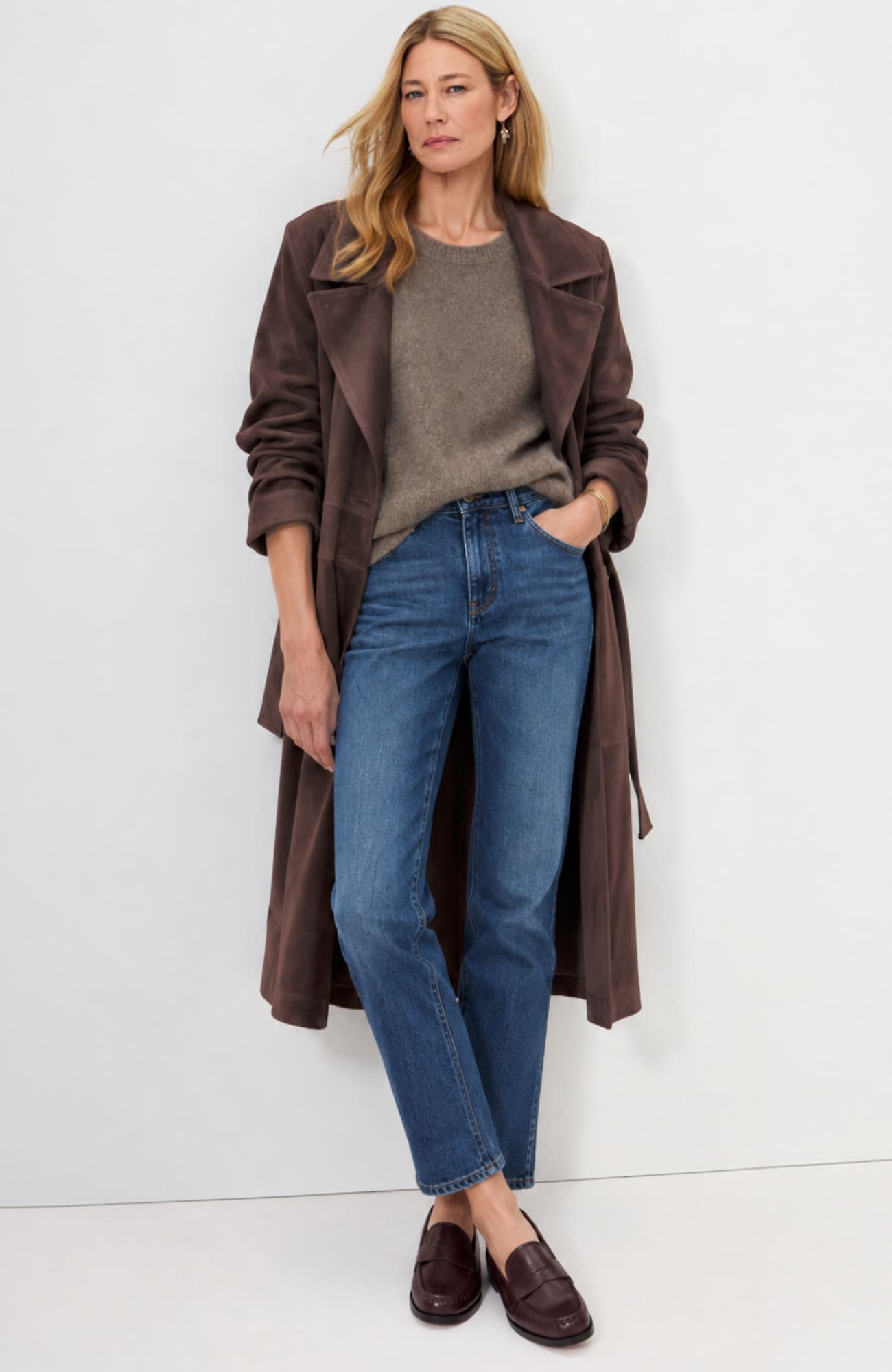 Women's Tall Faux-Suede Trench Coat (Molasses) (Size: LT) J. Jill